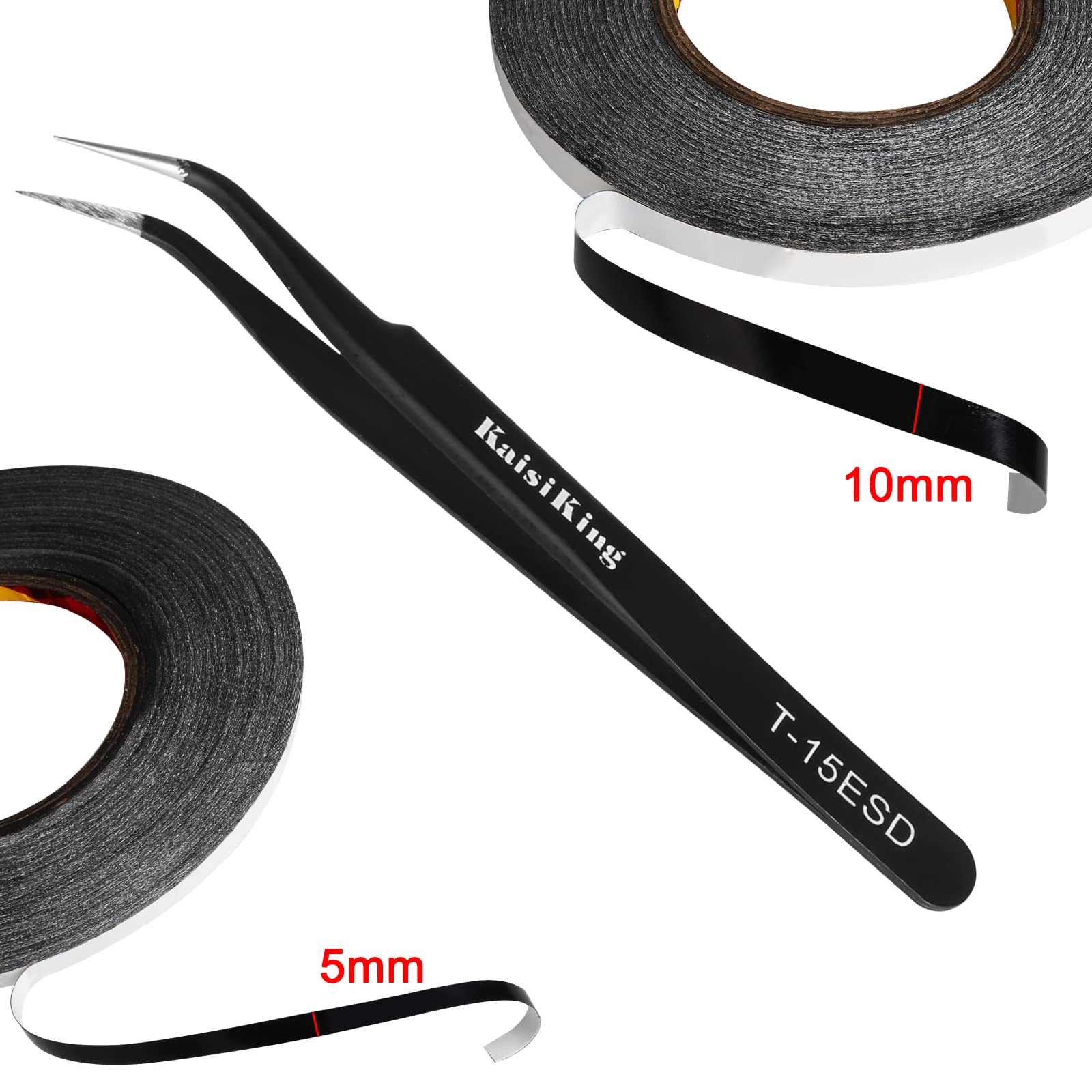 Kaisiking 5Mm / 10Mm X 50M Double Sided Adhesive Tape Lcd Touch Screen Tape Phone Repair Tape With 1 Tweezers For Cell Phone, Ip