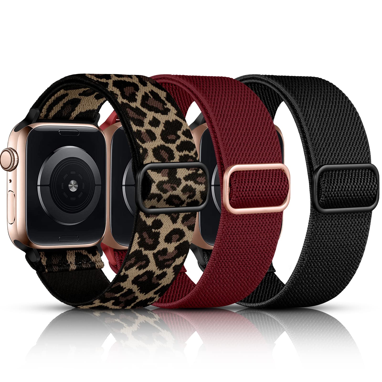 Daqin Stretchy Nylon Solo Loop Band Compatible With Apple Watch Band 38Mm 40Mm 41Mm 42Mm 44Mm 45Mm Women, Adjustable Braided Ela