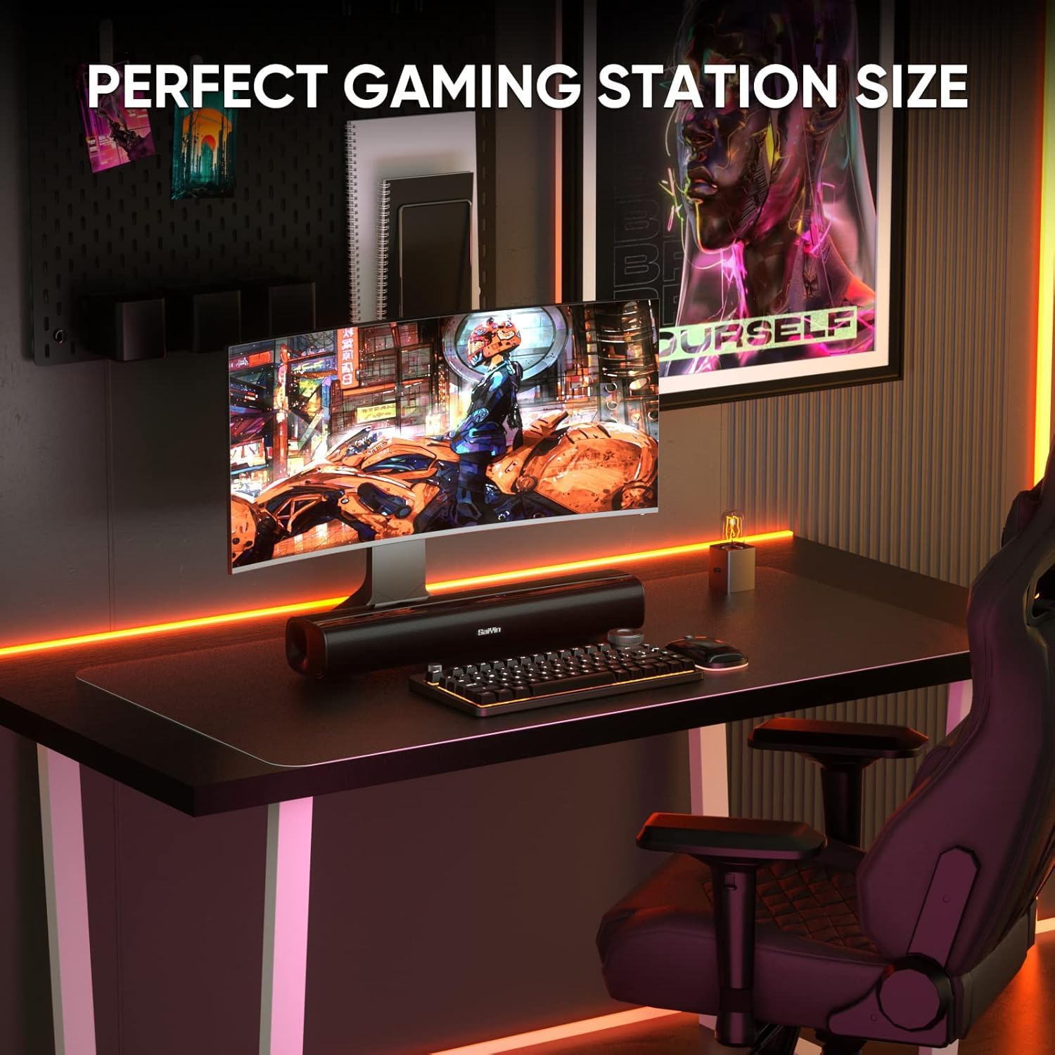 Saiyin Sound Bar,17 Inch Sound Bar For Smart Tv With Bluetooth 5.3/Optical/Aux Connection, Soundbar For Tv/Pc/Gaming/Projectors,