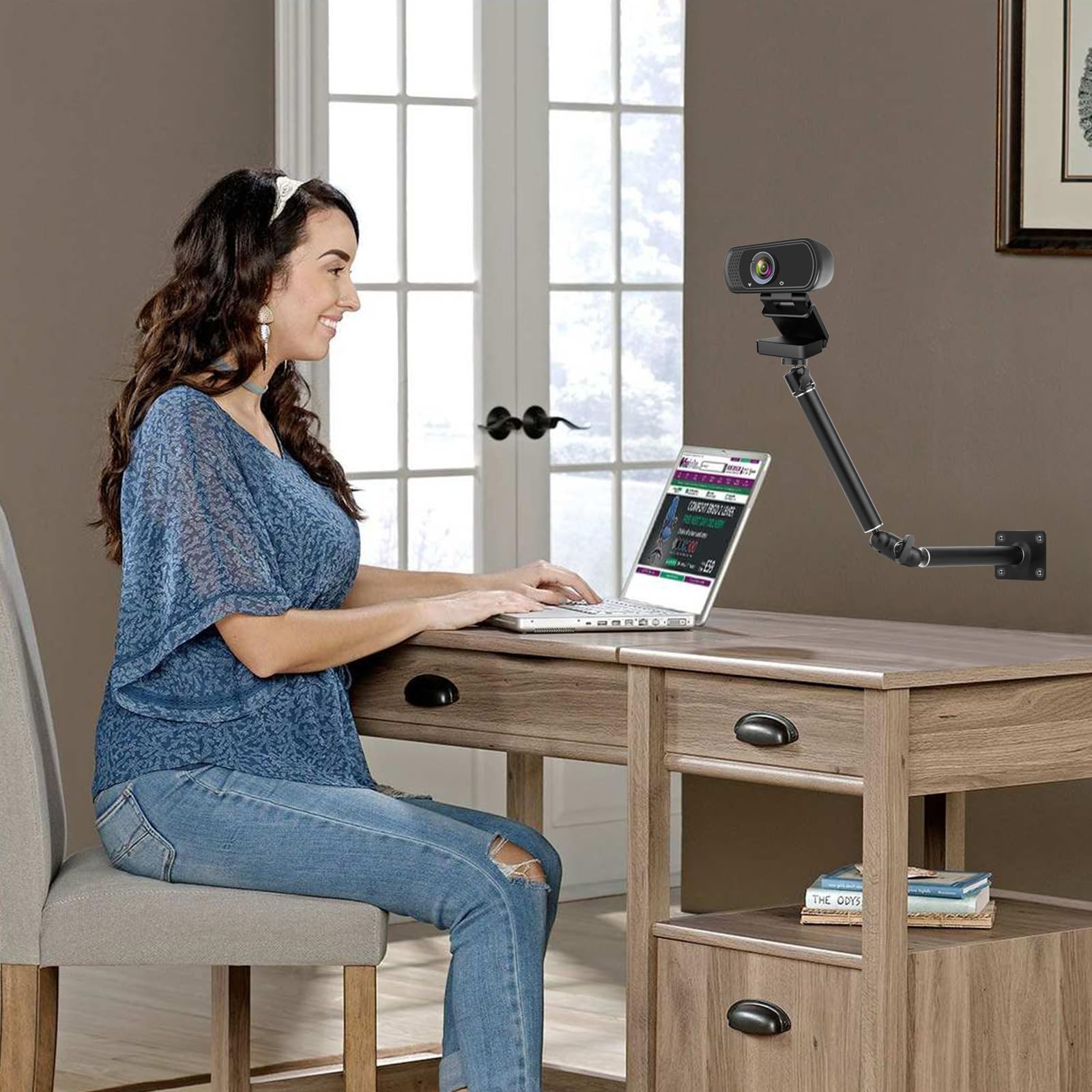 Mippko Articulating Wall Mount Camera Arm With 1/4 Inch 20 Threaded Compatible With Digital/Security/Webcam/Cctv Pov Camcorder/Video Light/Small Cameras,Adjustable Aluminium Alloy Arm