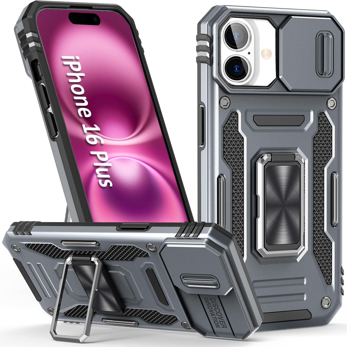 Sefing Phone Case For 16 Plus Iphone Case Iphone 16 Plus Phone Case With Kickstand Ring Holder, With Camera Cover, With Magnet C