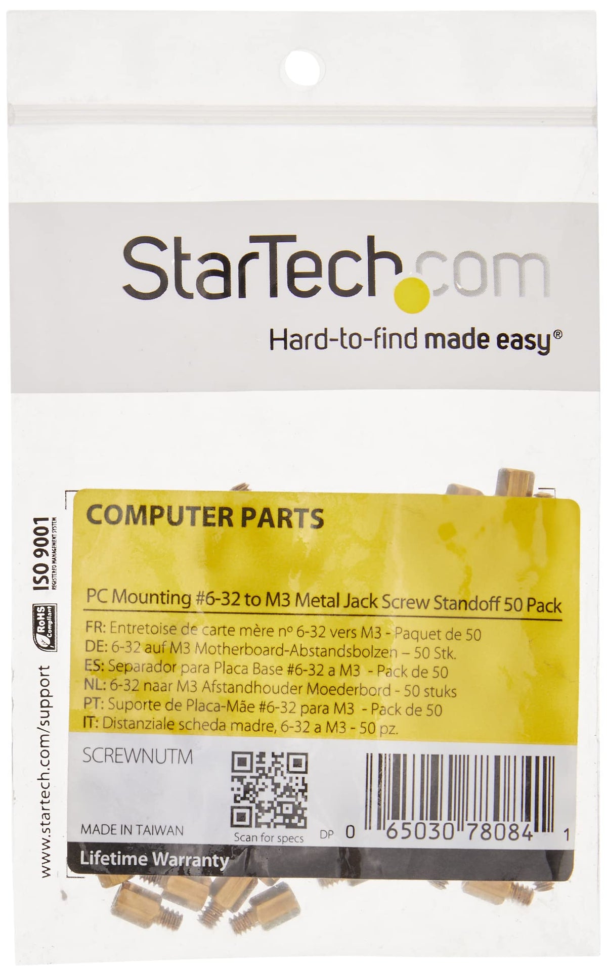 Startech.Com Metal Jackscrew Standoffs #6 32   Jackscrew Standoff   0.2 In (Pack Of 50)   Screwnutm