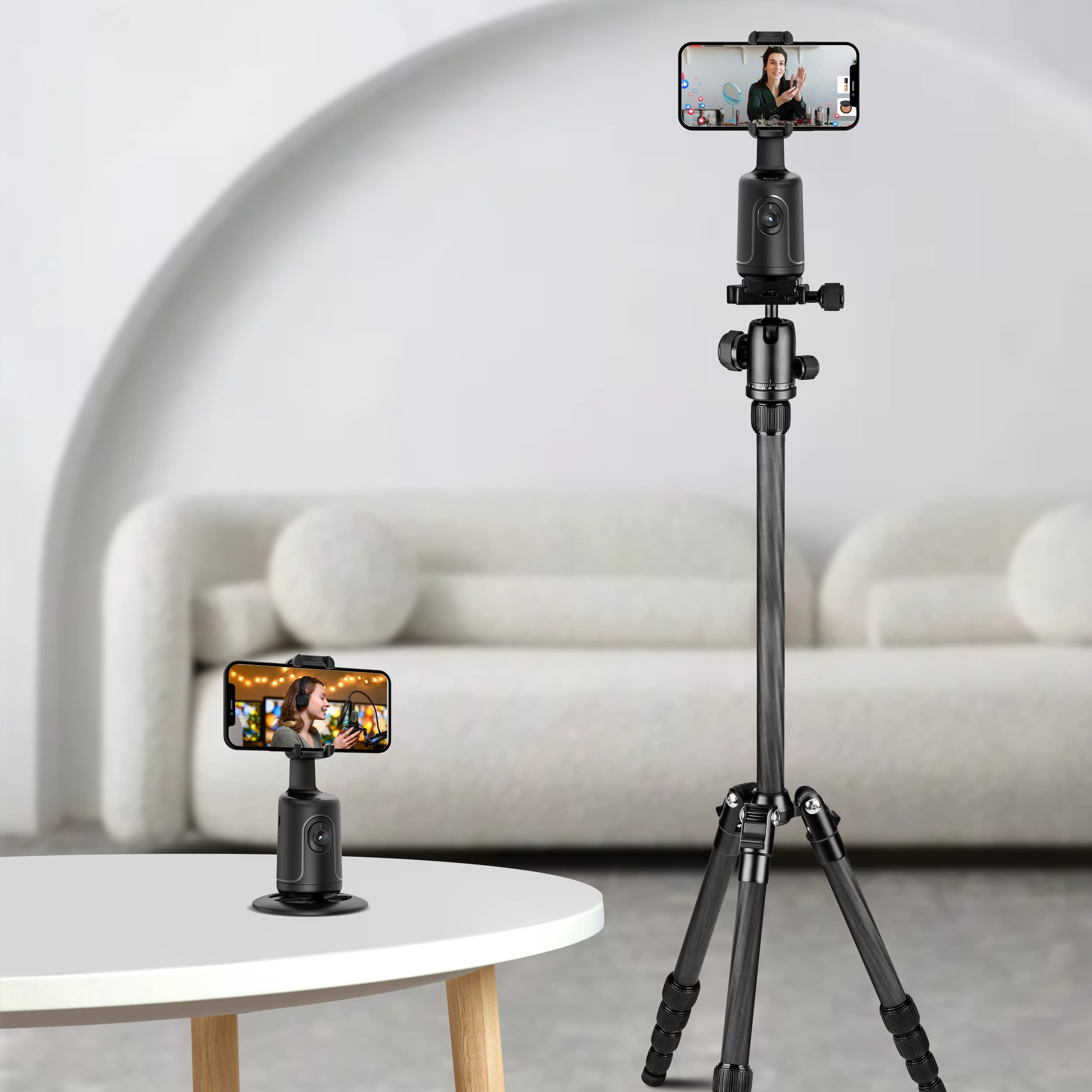 Auto Face Tracking Tripod, 360 Rotation Body Phone Camera Mount Smart Shooting Holder With Remote Selfie Stick, No App, Gesture