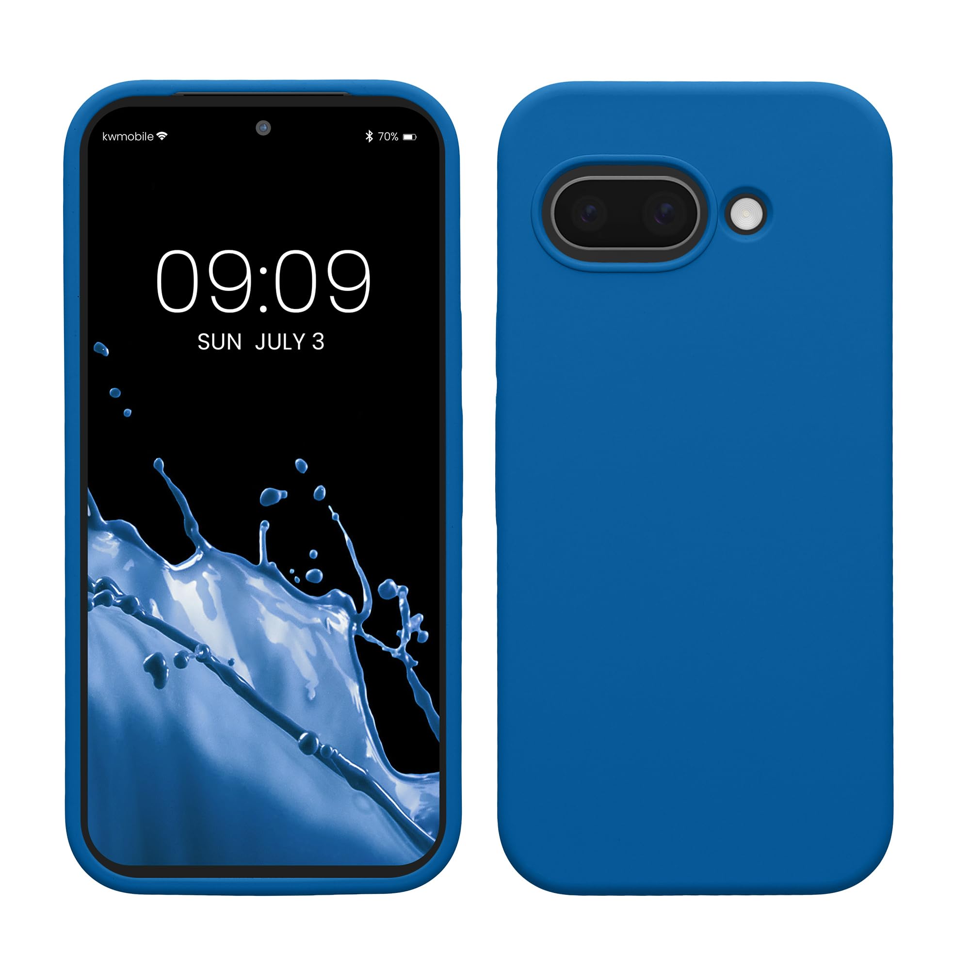 kwmobile Case Compatible with Google Pixel 9a Case - TPU Silicone Phone Cover with Soft Finish - Blue Reef