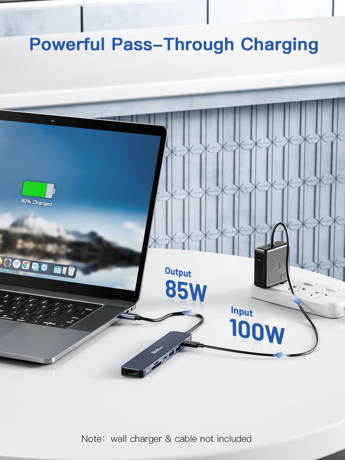 Usb C Hub, Dockteck 7 In 1 Multiport Usb C Adapter With 4K Hdmi, 100W Pd, 5 Gbps Usb C, 2 Usb A Data Ports, Sd/Tf Card Reader Fo