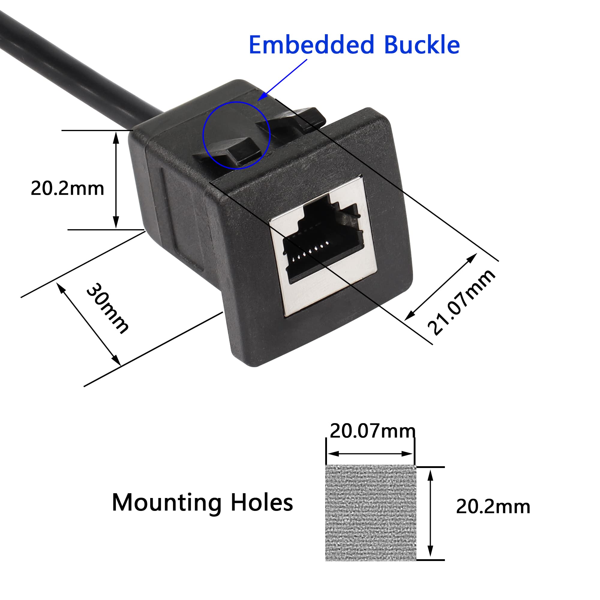 Cerrxian Rj45 Male To Female Lan Ethernet Network Cat 5E Panel Mount Cable (Black)(1M)
