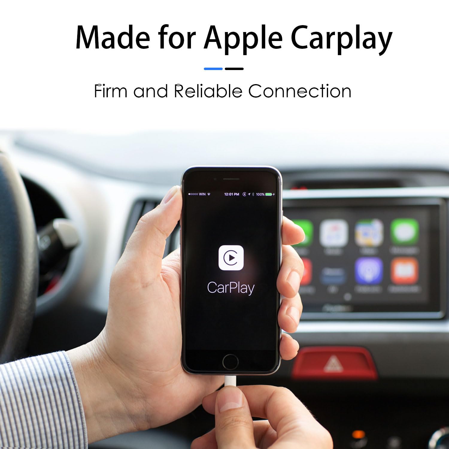 Car Carplay Lightning Woven Cable, Usb A To Lightning Cable For Apple Iphone 14, 14 Pro Max,13,Plus,Se 2Nd/12/11/Xs/Xr, Ipad 4/5