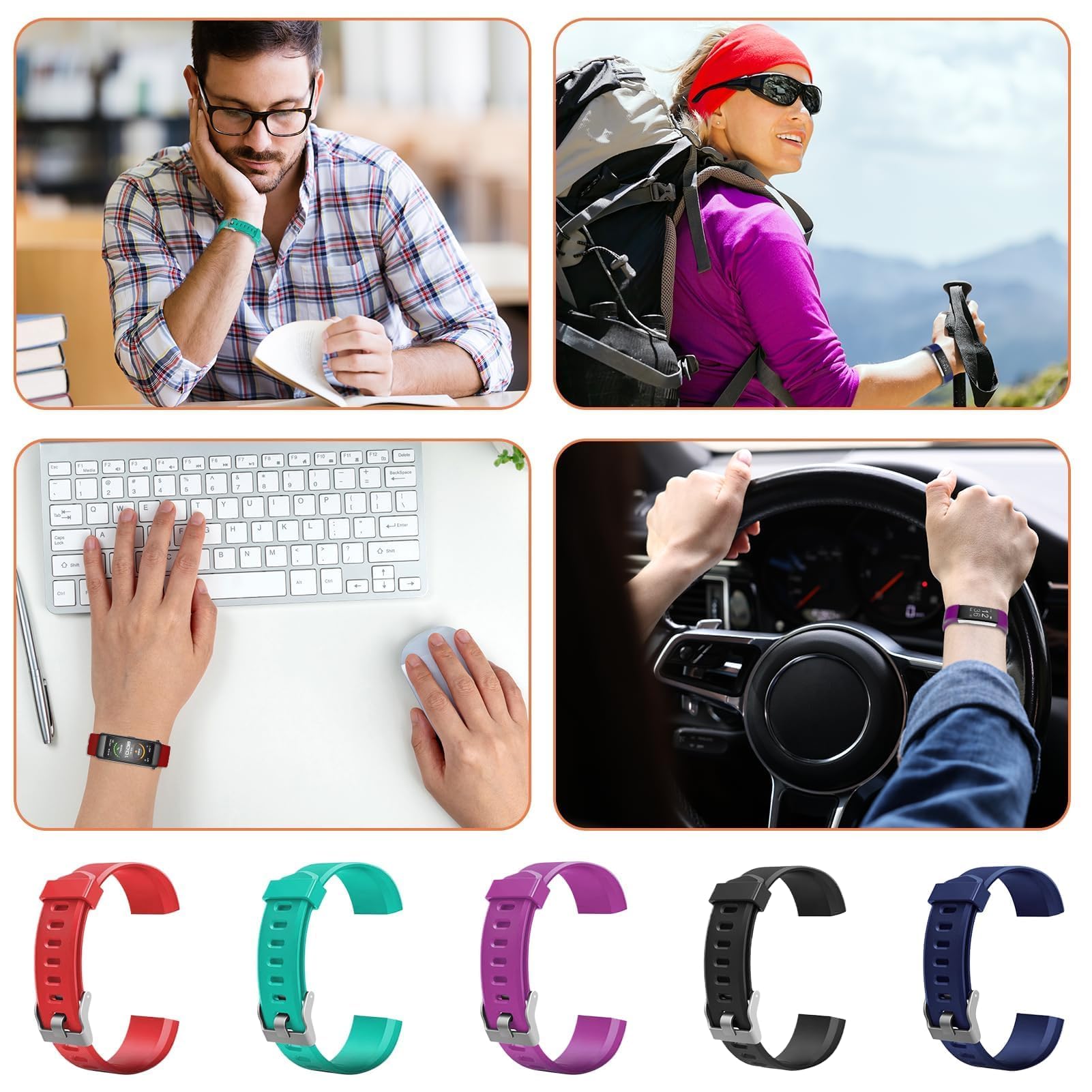 Hoeslaw 5 Pcs Watch Bands Replacement For Id115Plus Hr Only, Very Fit Pro Activity Fitness Tracker Wrist Bands Set, Multicolor V