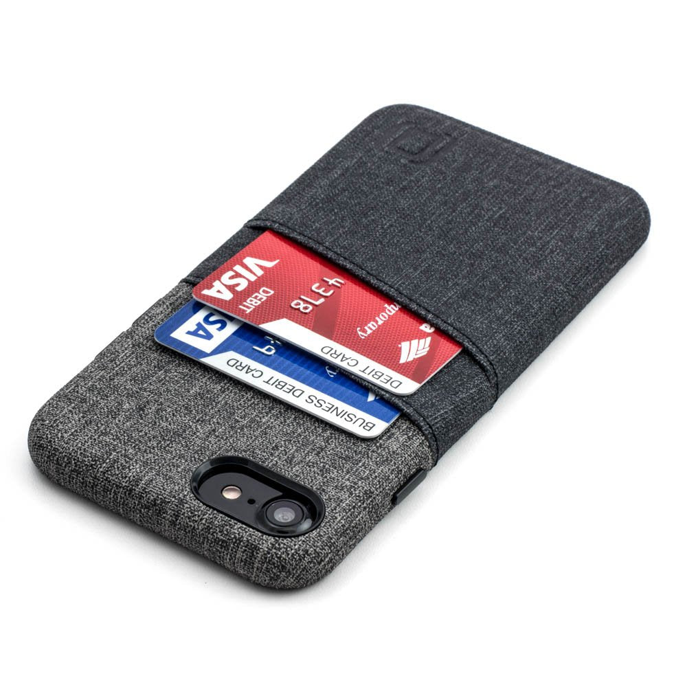 Dockem Iphone Se 3 (2022), Se 2 (2020) & Iphone 8/7 Wallet Card Case: Canvas Style Synthetic Leather With 2 Card Holder Slots (L