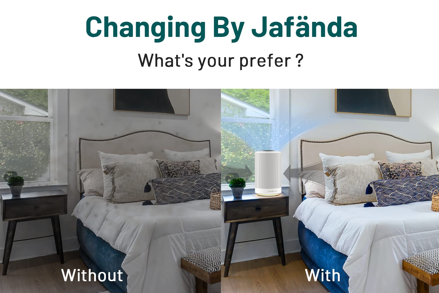 Jafända H13 True HEPA Air Purifier 450 sqft 23 dB Quiet JF100 Plastic White
