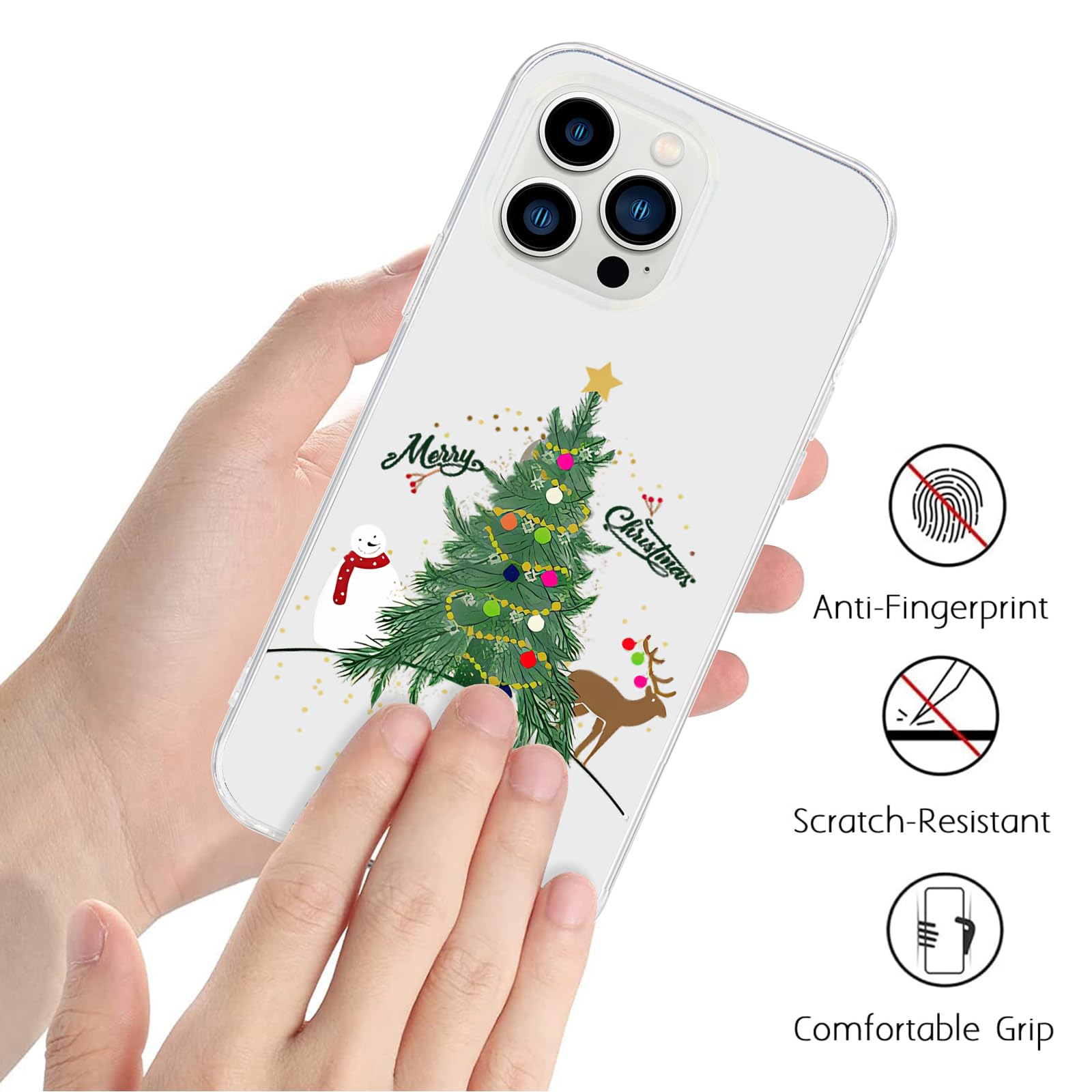 Pepmune Compatible With Iphone 14 Pro Case Cute Christmas Design Camera Protection Shockproof Soft Tpu Clear Xmas Back Bumper Co