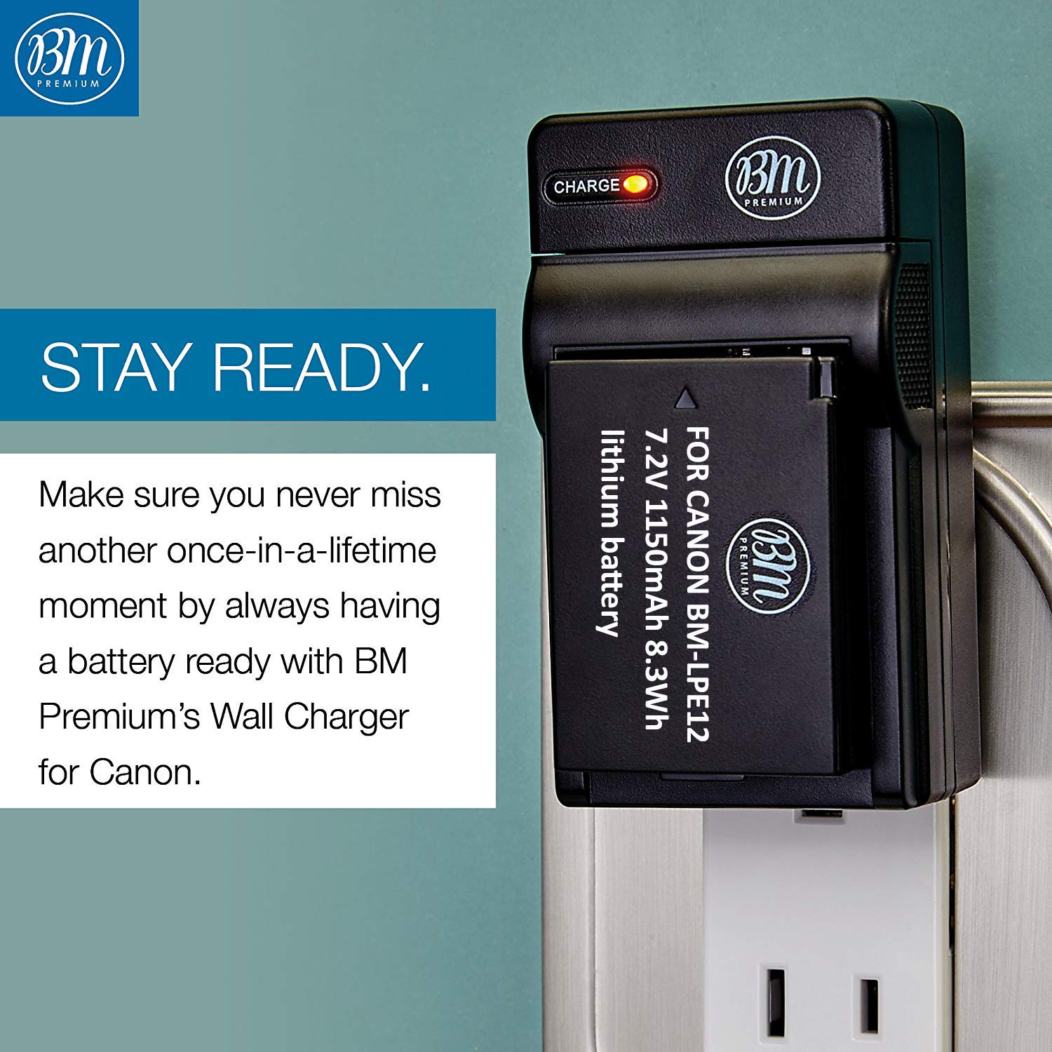 BM Premium LP-E12 Li-ion Battery and Charger Kit for Canon EOS-M M50 Rebel SL1 Cameras