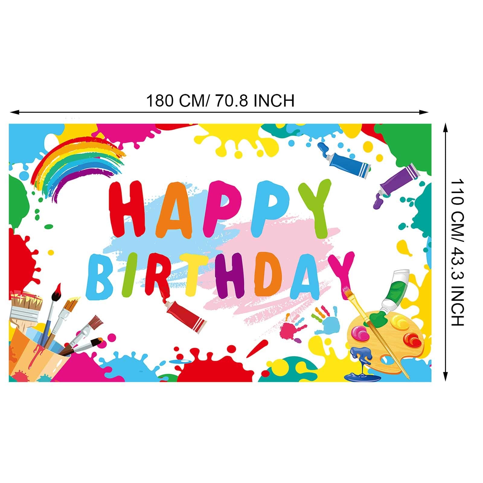 Art Paint Birthday Party Decorations Supplies Artist Happy Birthday Backdrop Banner Background For Mess Graffiti Wall Brush Even