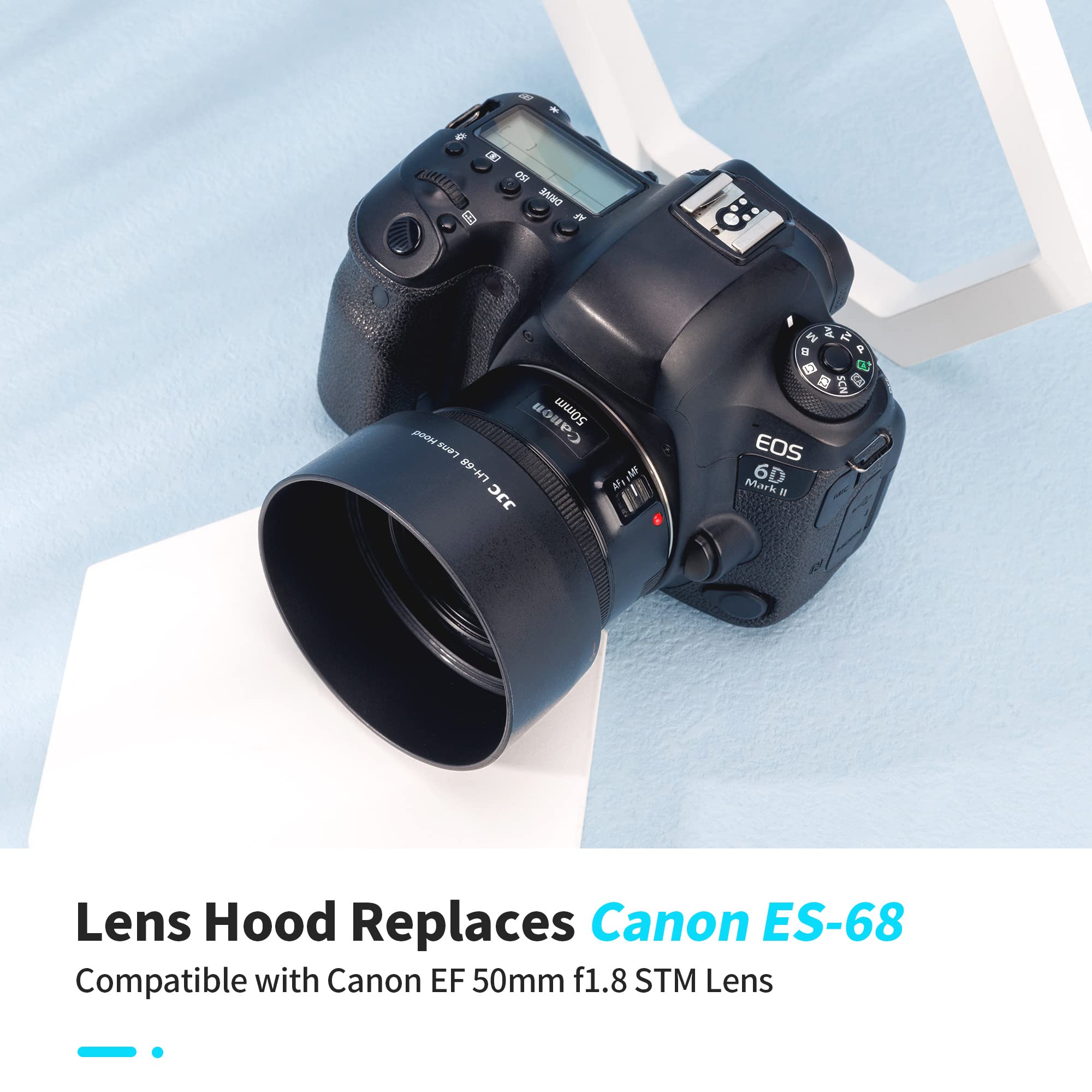 50Mm Dedicated Reversible Lens Hood Shade Fit For Canon Ef 50Mm F/1.8 Stm Lens Replaces Canon Es 68 Hood  Black