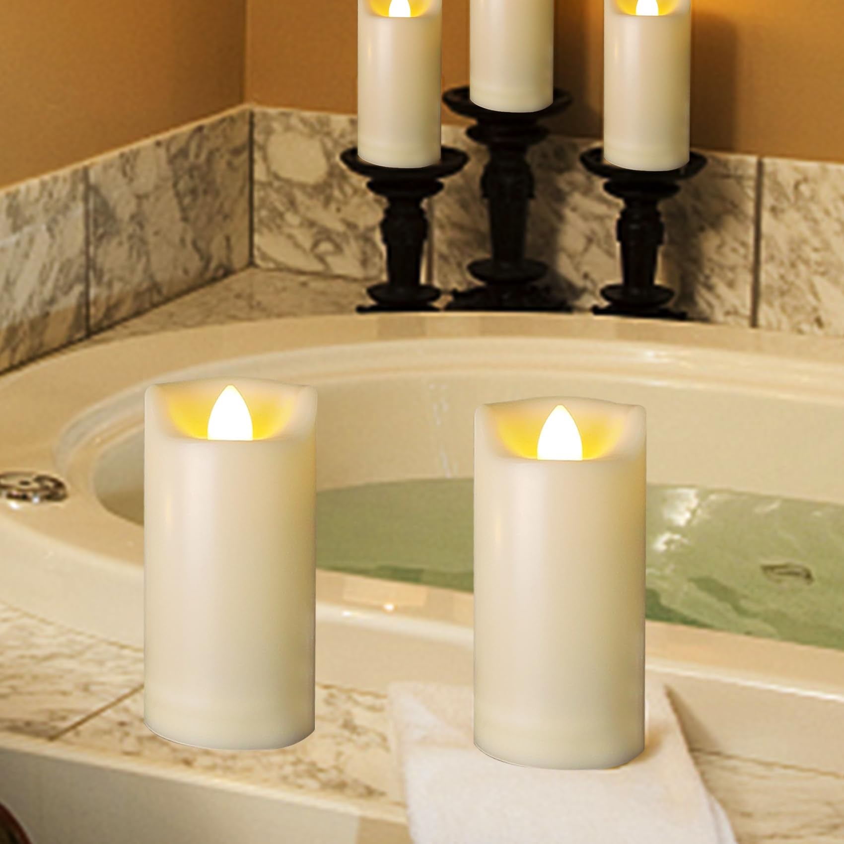 4 Pack Led Battery Operated Candles 2''X4'' Plastic Flickering Flameless Candles With Timer Outdoor Waterproof Wedding Party Hal