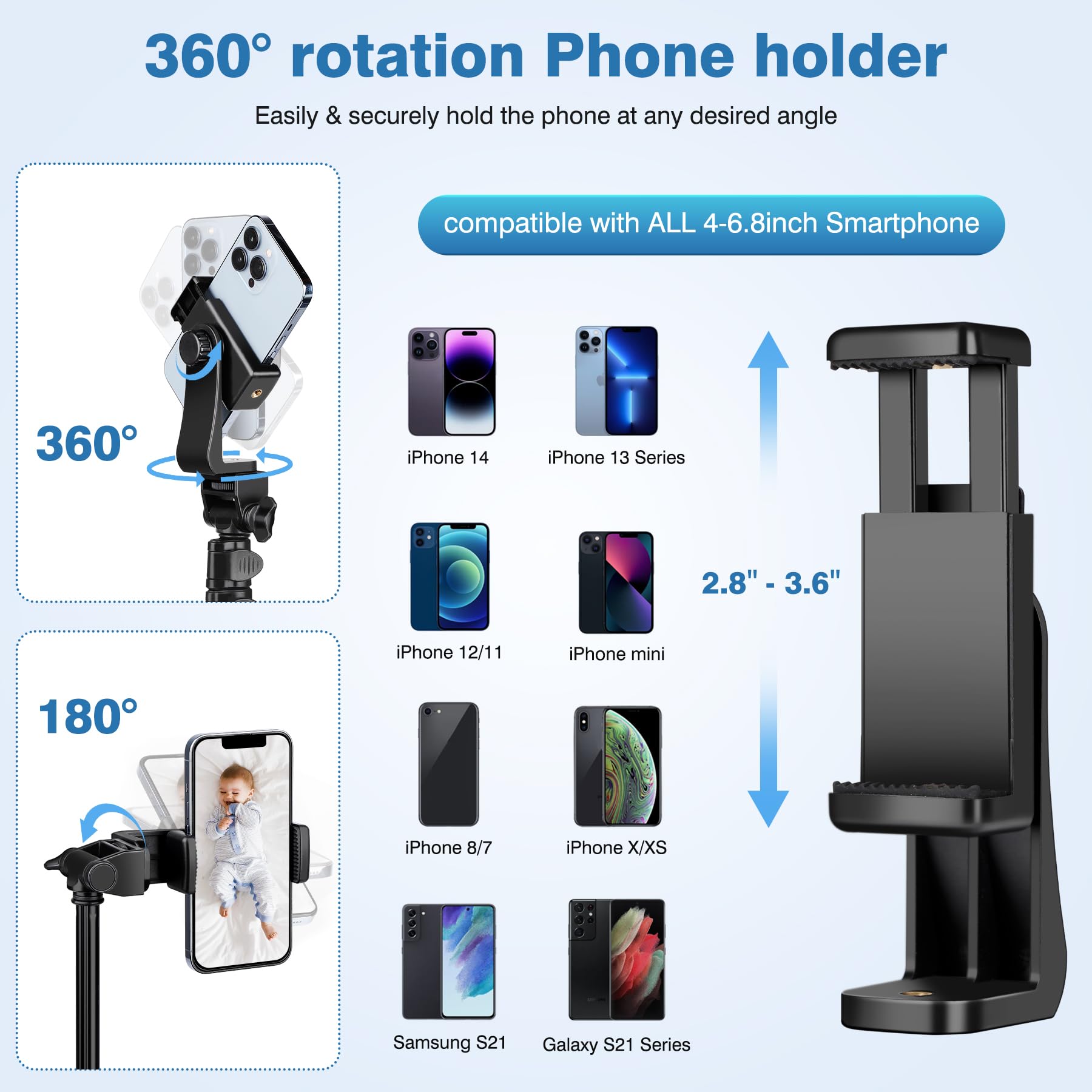 70 Phone Tripod With Remote & Holder, Portable Cell Phone Stand, Selfie Stick For Video Recording, Compatible With Iphone 14/13
