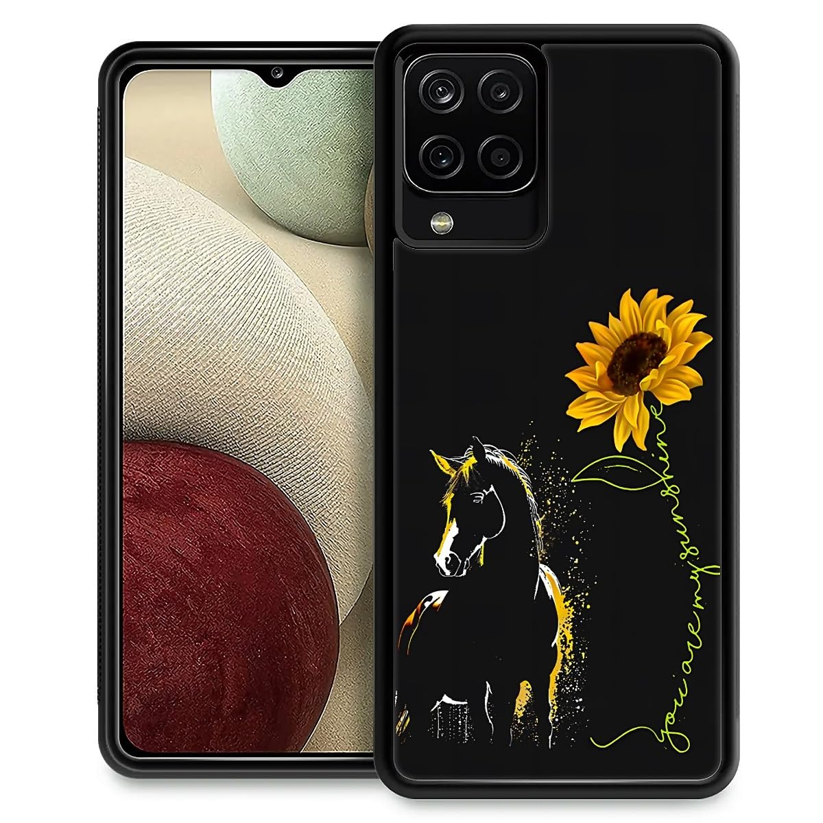 Fkbrcl4U For Samsung Galaxy A22 4G Case, Horse Sunflower Yellow Sunshine Pattern Graphic Design Girl Boy Soft Silicone Hard Acry