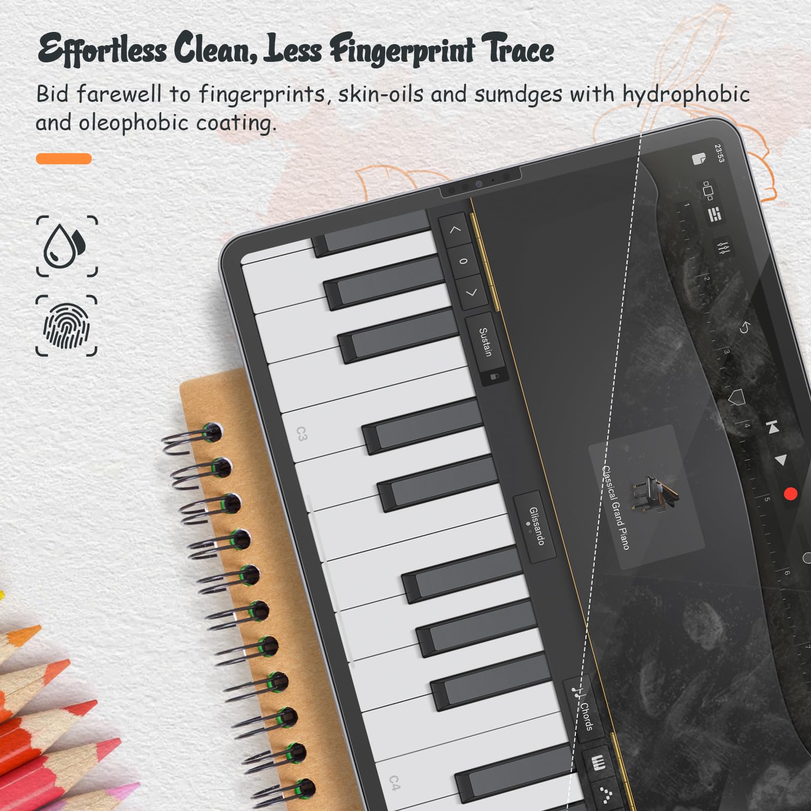 Kct 2 Pack Paperfeel Screen Protector Compatible With Ipad Pro 12.9 (2022 & 2021 & 2020 & 2018 Models), Matte Pet Film For Drawing, No Glare With Easy Installation Kit