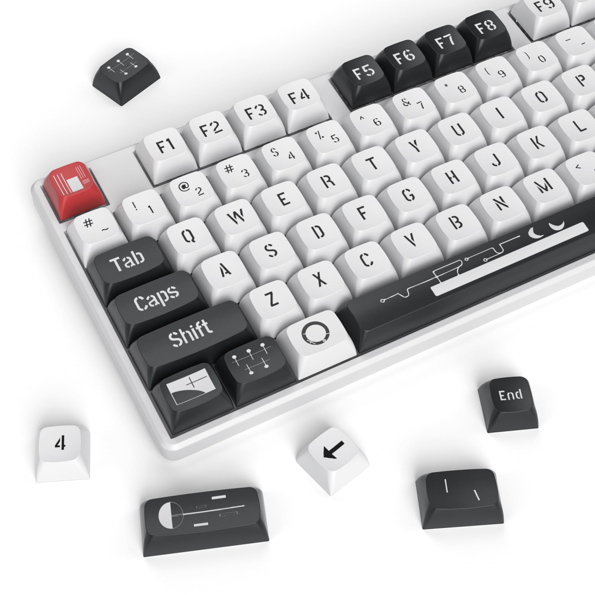 Ussixchare Pbt Keycaps Xda Profile Black White Keycaps Dye Sublimation Custom Keycaps Set For 61/64/68/84/87/100/104 Mx Switches