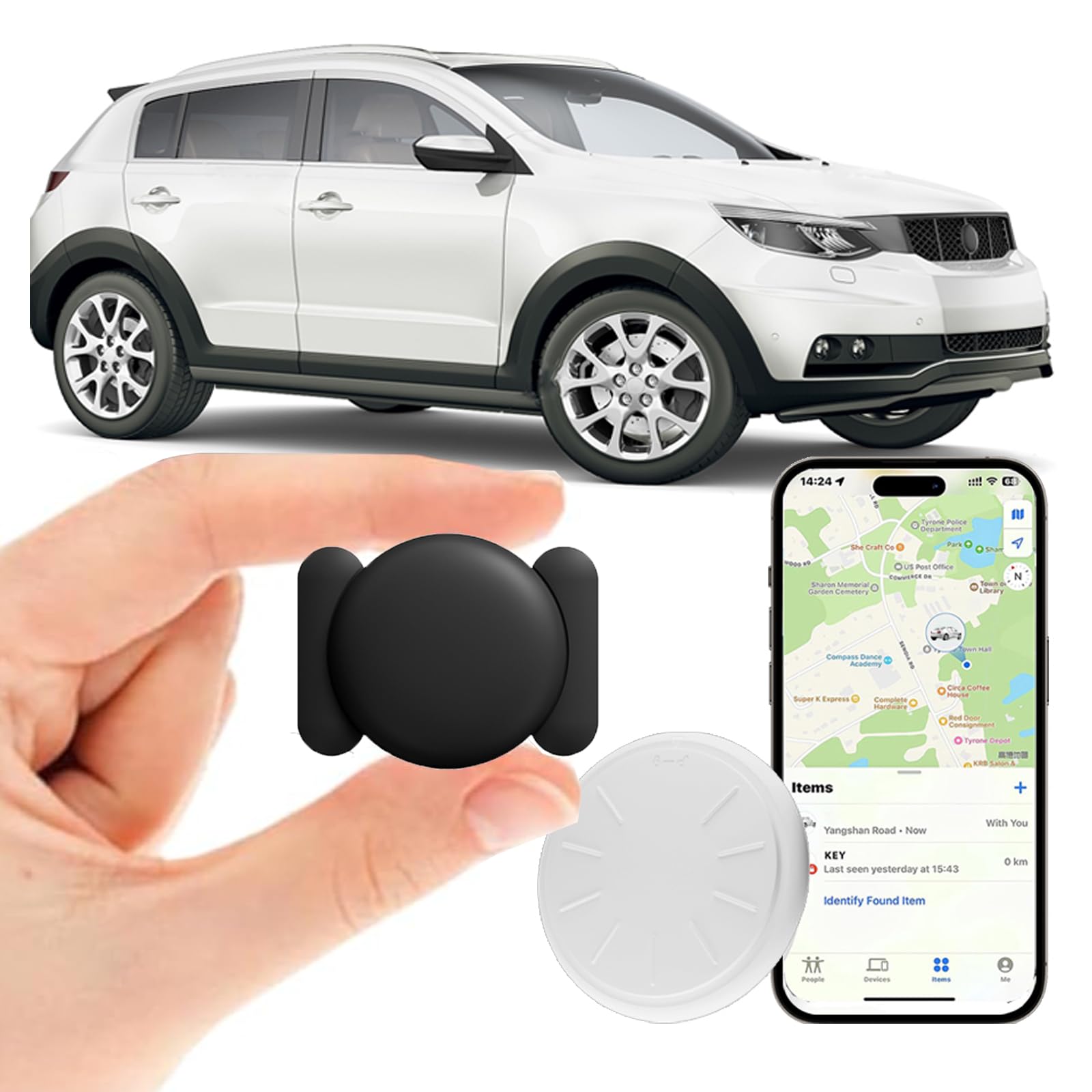 Hongtop H Car Gps Tracking Device For Vehicles,Cars Etc,1Pcs Real Time Gps Tracker For Car Work With Find My (Ios Only),Tracking