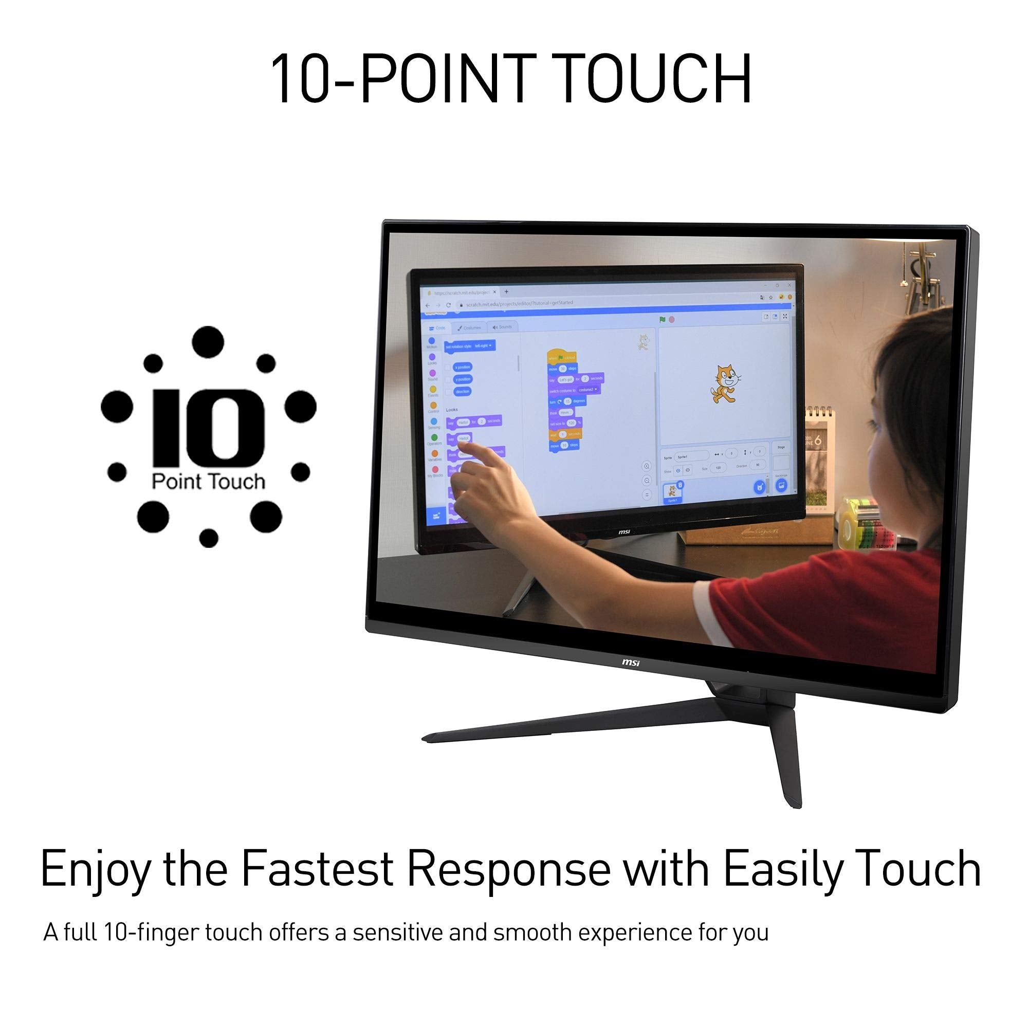 Msi Pro 22Xt Aio Desktop, 21.5'' Fhd Ips Grade Led Touchscreen W/Hdmi In, Intel Core I3 10100, 4Gb Memory, 1Tb Hdd, Wifi 5, Bt 4