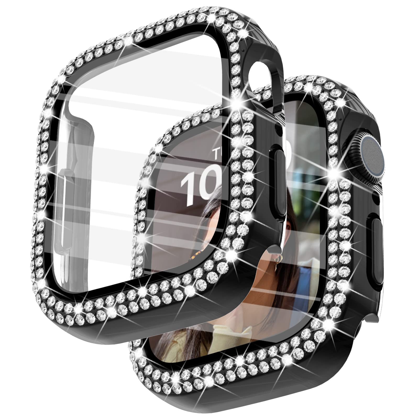 Surace 40Mm Case Compatible With Apple Watch Case With Screen Protector, Bling Diamond Overall Protective Case Compatible With A