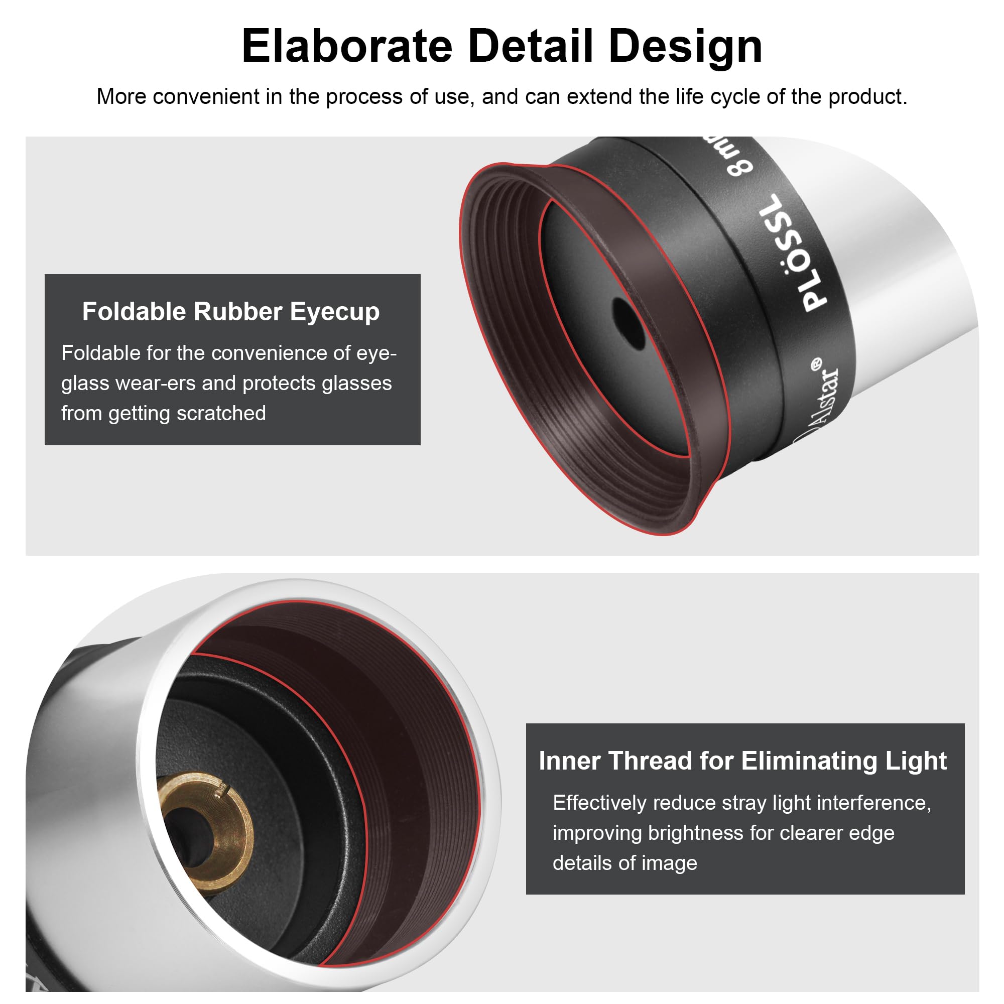 Alstar 1.25 Inch Plossl Telescope Eyepiece - 8Mm Fully Multicoated Optical Lens For 1.25Inch Astronomic Telescope And Astronomy