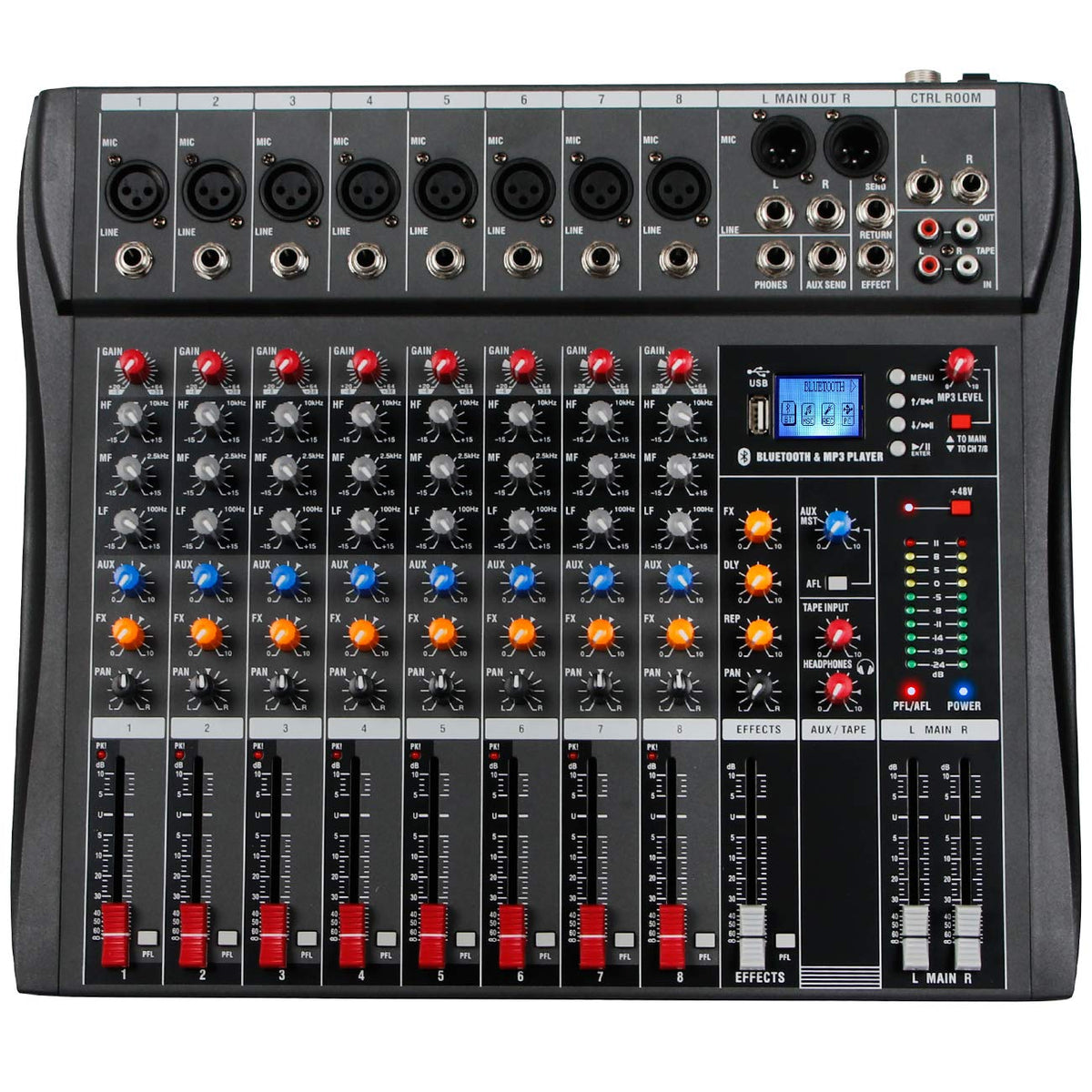 Depusheng Dx8 Professional Mixer Sound Board Console 8 Channel Desk System Interface Digital Usb Mp3 Input 48V Phantom Power Ste