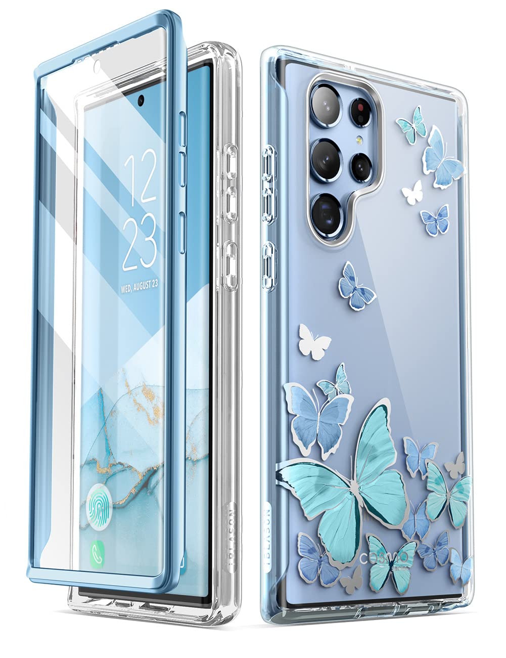 I Blason Case For Samsung Galaxy S22 Ultra 5G (2022), With Built In Screen Protector [Cosmo Series] Design Glitter Case Cover Fu