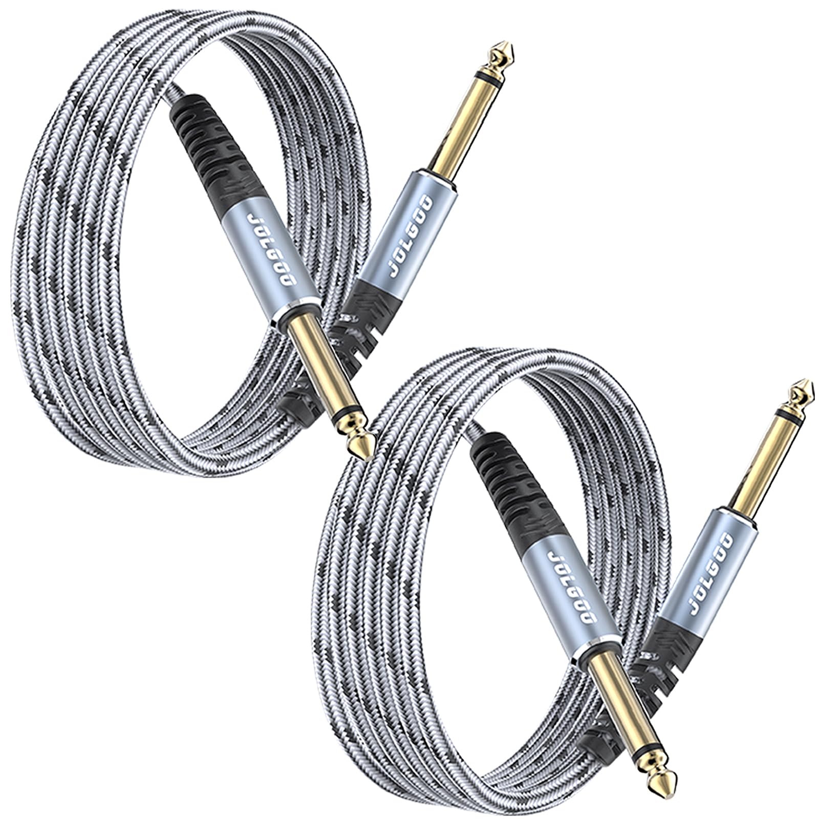 Jolgoo 1/4 Inch Guitar Instrument Cable 6.6 Ft 2 Pack, 1/4 Inch Ts Guitar Cable, Quarter Inch Cable, For Electric Guitar, Bass,
