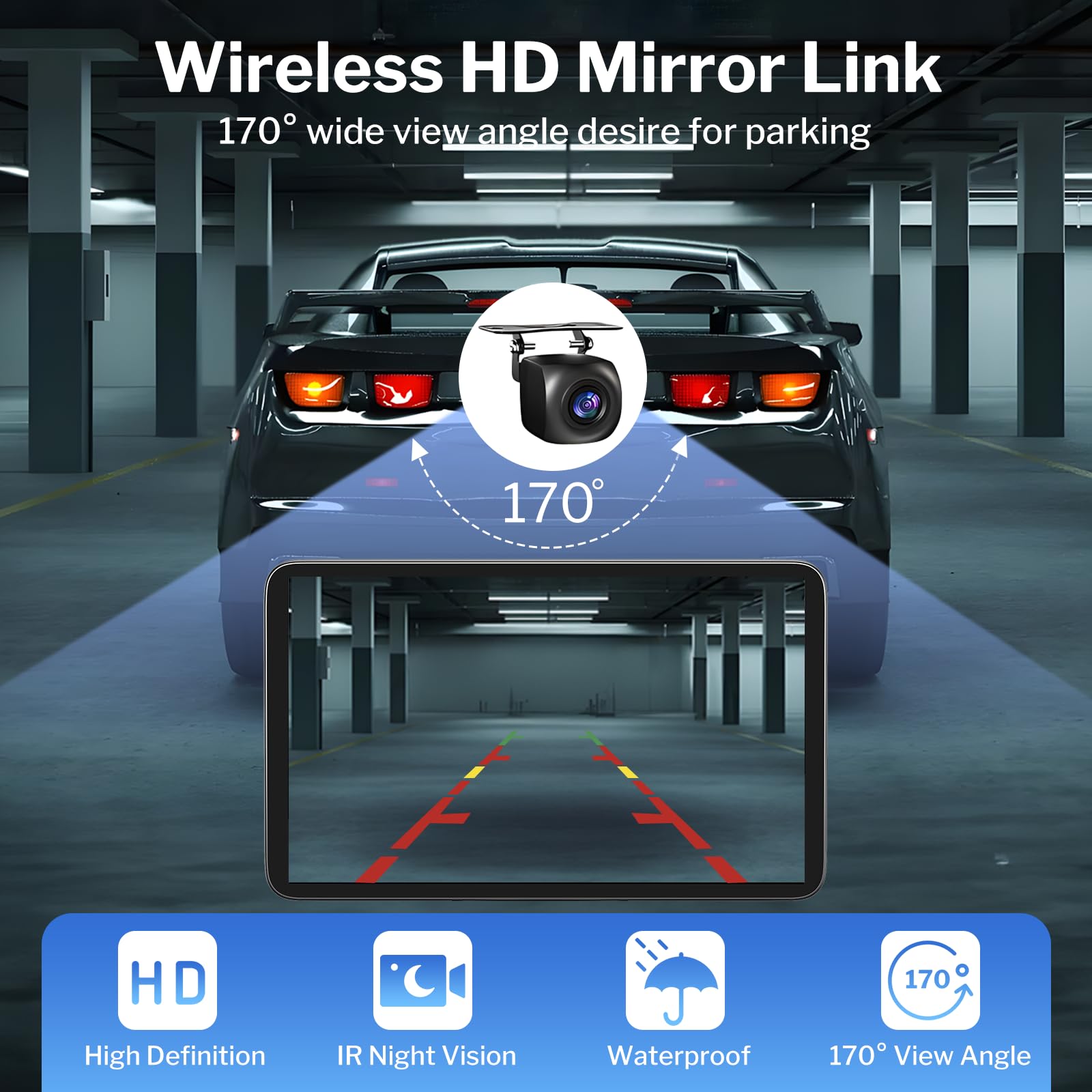 Wireless Apple Carplay Screen For Cars, 7 Hd Portable Car Stereo Touch Screen For Apple Carplay & Android Auto With Backup Camer