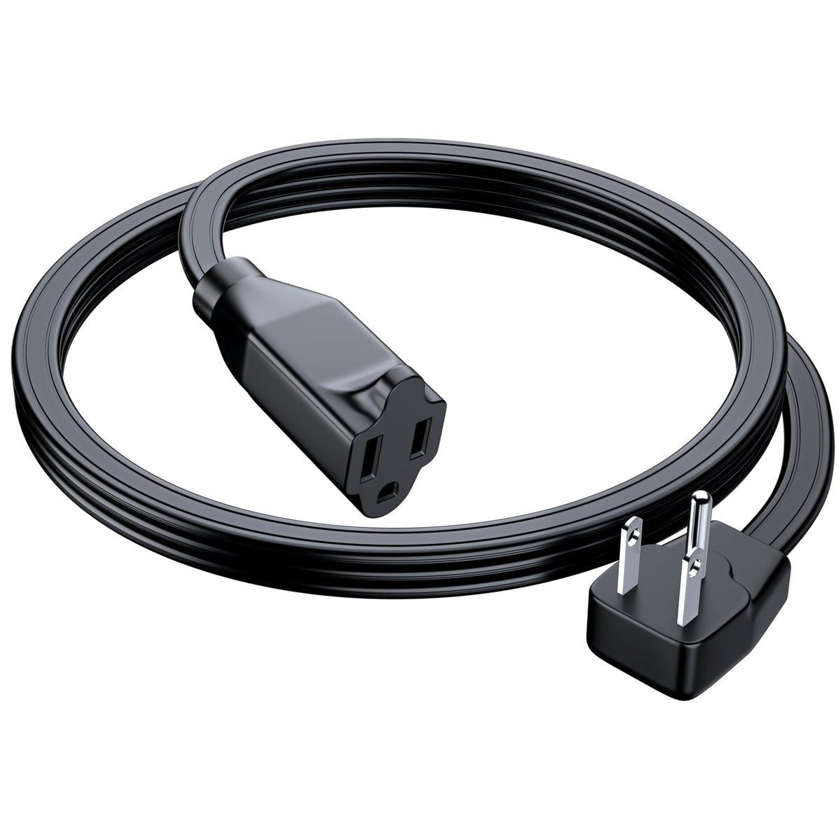 Maximm Extension Cord Heavy Duty (3 Feet) Flat Wire 3 Prong Flat Plug, 14 Awg Power Cord   Ul Certified, Black, Ideal For Home A