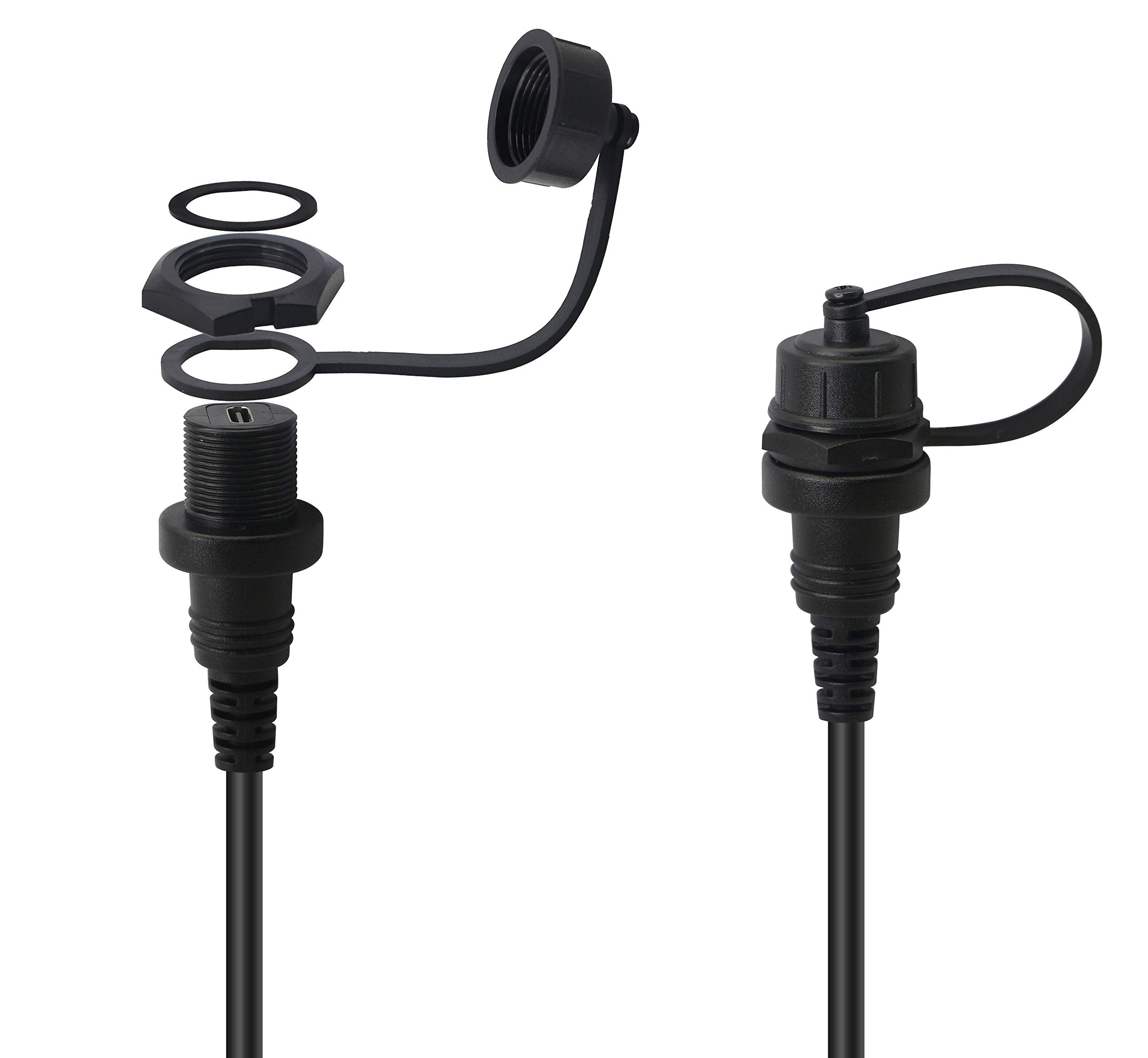Cerrxian 30Cm Right Angle Usb Type C 2.0 Car Mount Dash Flush Waterproof Extension Cable For Car, Boat, Motorcycle, Truck Dashbo