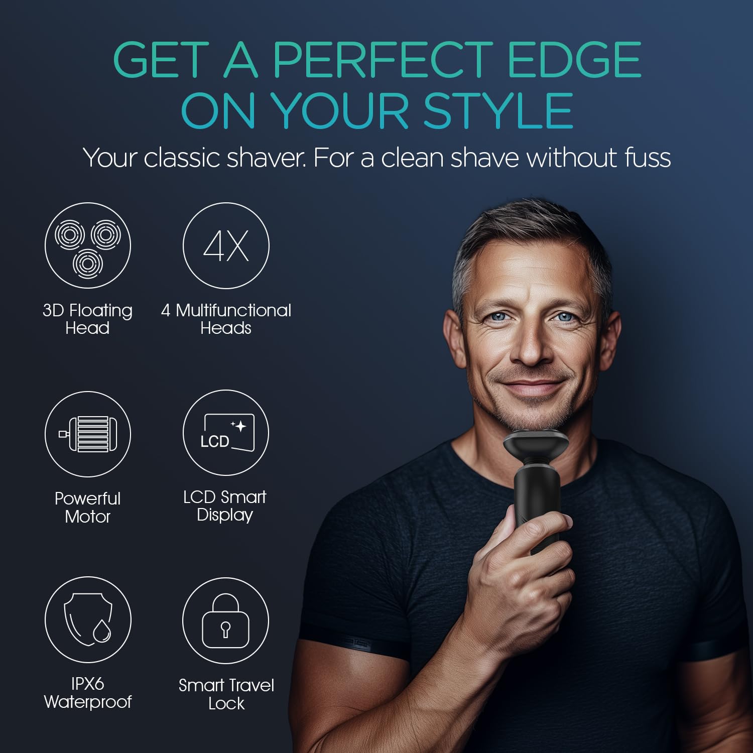 Voyor Electric Razor For Men Cordless Shavers For Shaving With Face Sideburn Nose Ear Hair Rechargeable Wet Dry Waterproof Tx410