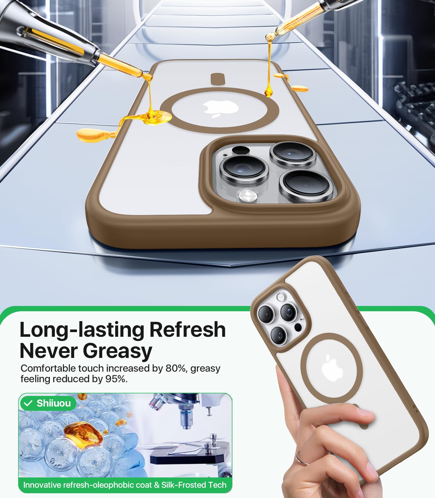 Shiiuou Strong Magnetic For Iphone 16 Pro Case, Skin Friendly [Compatible With Magsafe] [Military Grade Test Protection] Shockpr