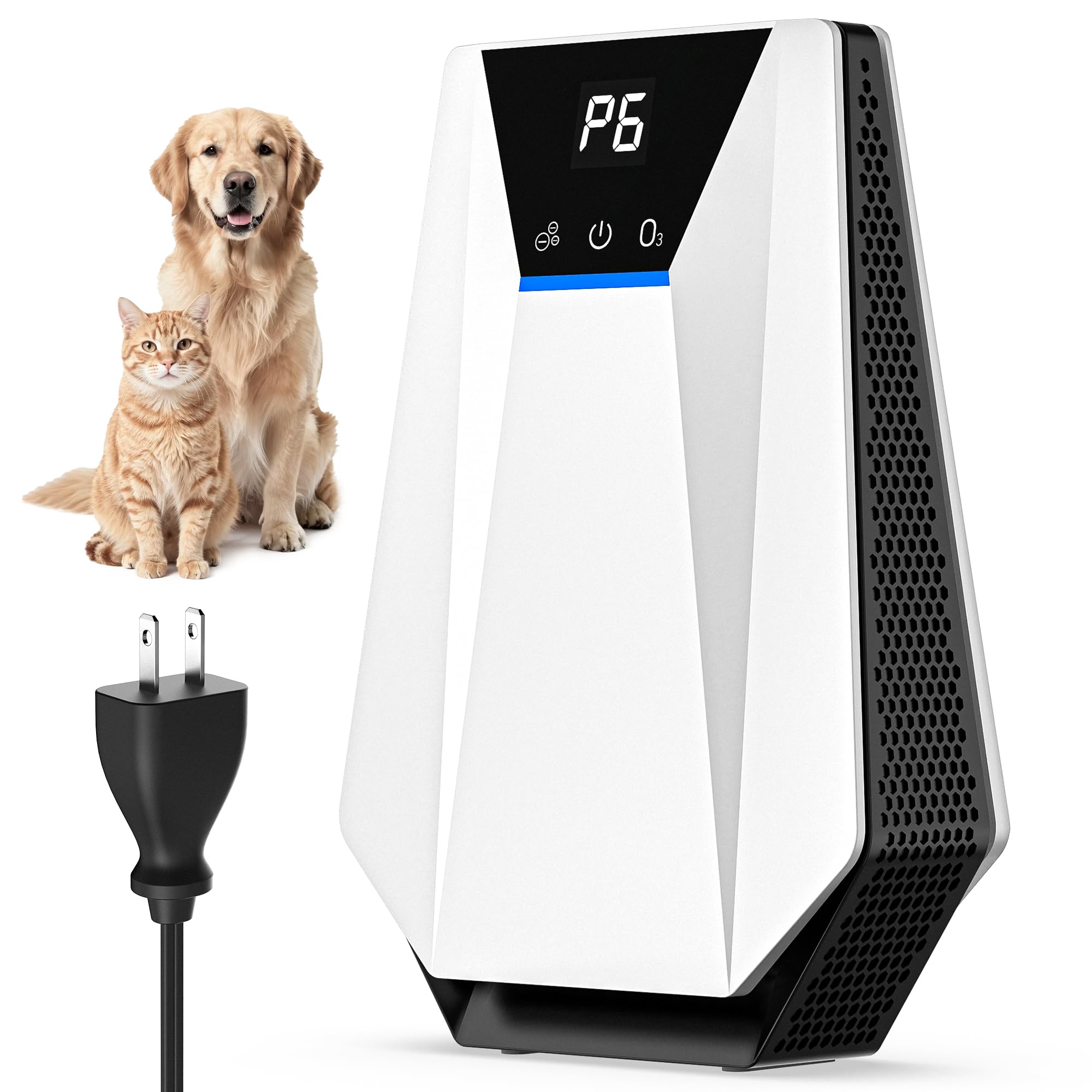 AIIKEE Ozone & Negative Ion, 99% Odor Eliminator for Strong Odors, Cat Litter Box Deodorizer, Air Ionizers for Dog Poop Odor Rem