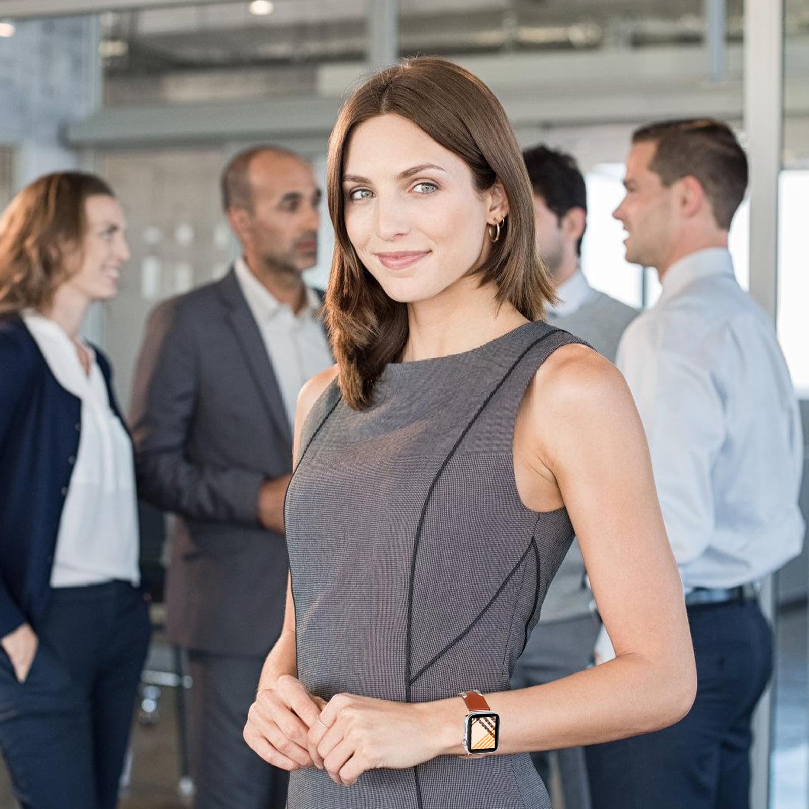 Designer Watch Band Compatible With Apple Watch Band 49Mm 45Mm 44Mm 42Mm For Women And Men, Luxury Leather Strap Replacement Pla