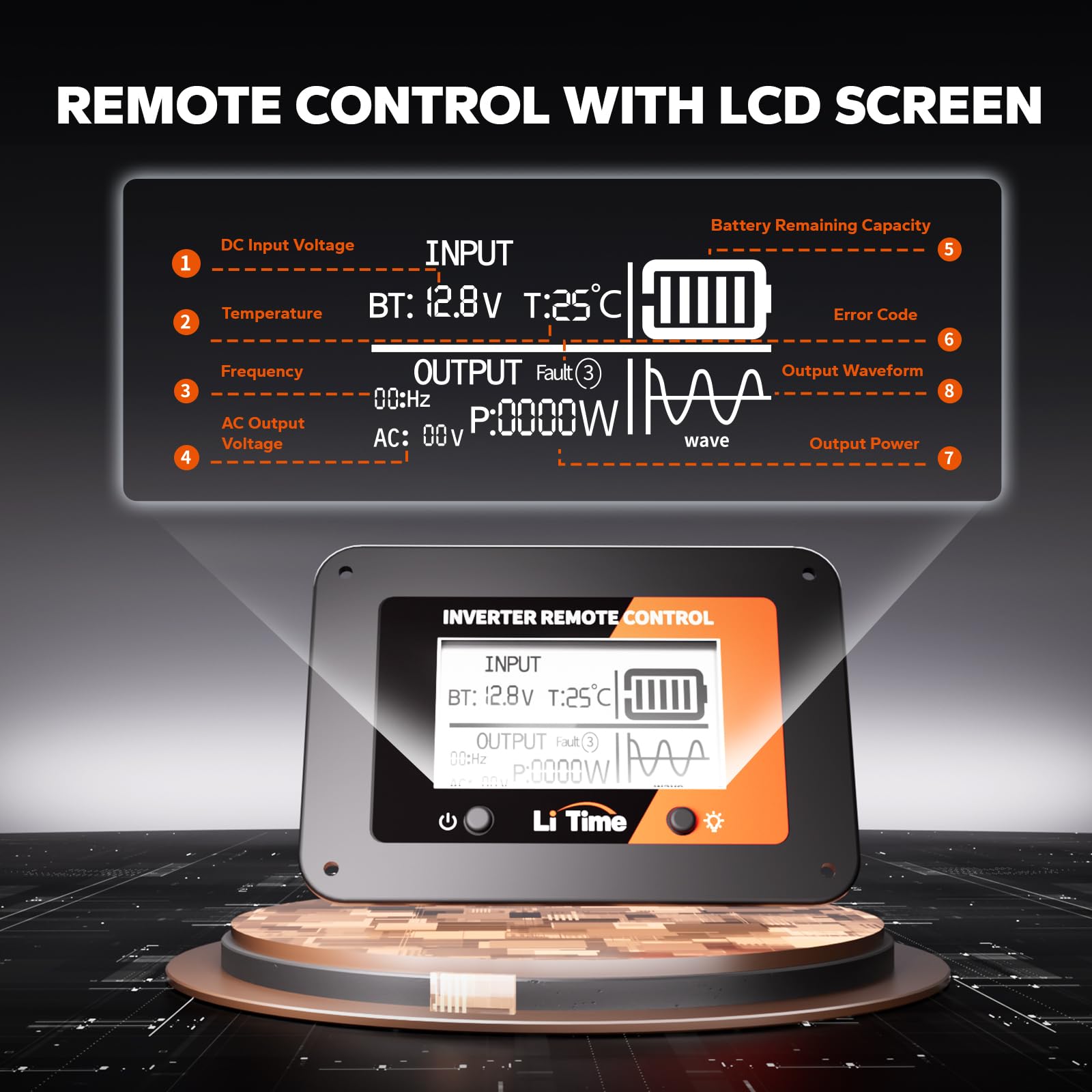 Litime 2000W Pure Sine Wave Inverter 12V Dc To 120V Ac Converter With Remote Control, Surge 4000W, Built-In 4 Ac Outlets, Usb Po