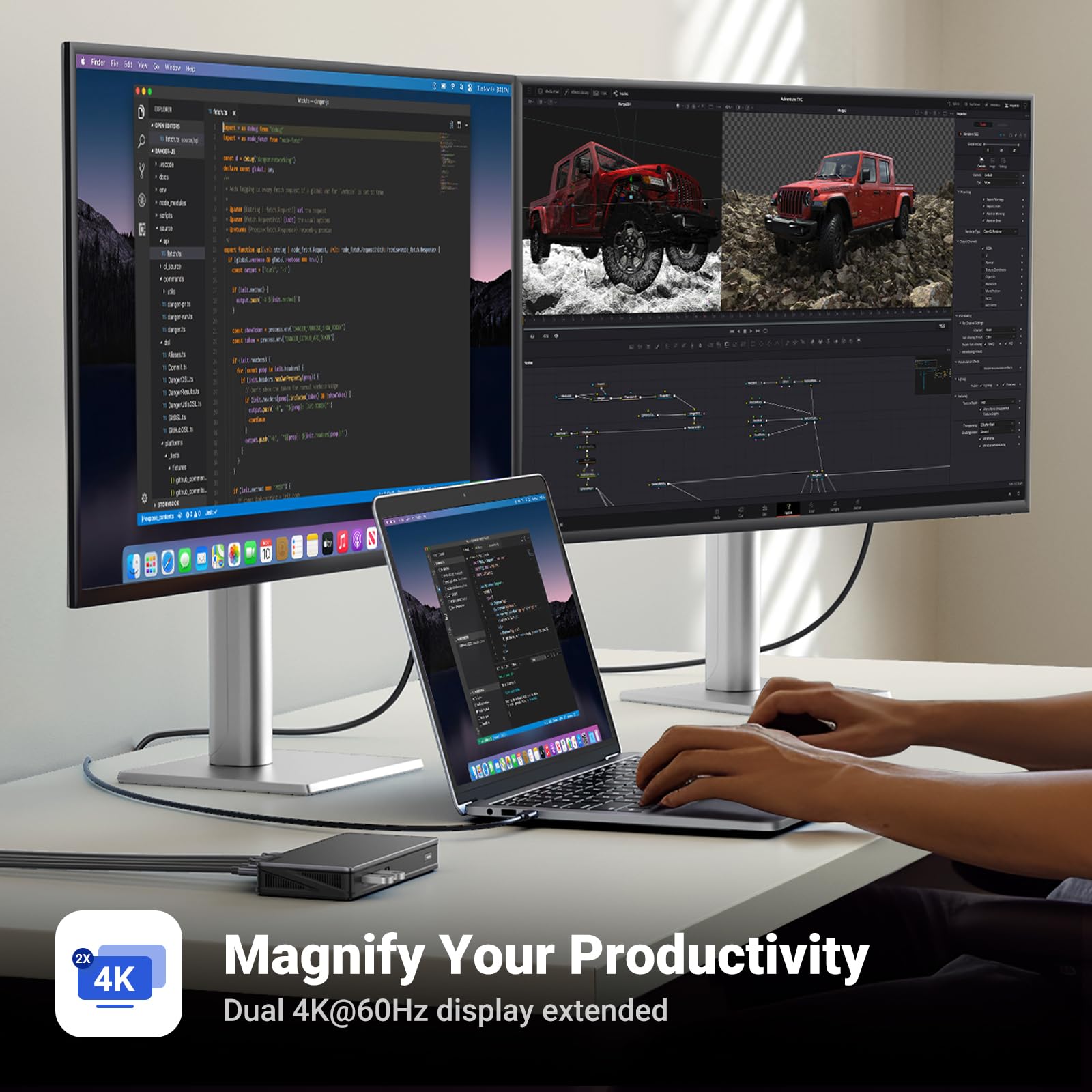 Ugreen Revodok Pro 209 Usb C Docking Station, Displaylink 9 In 1 Dual 4K@60Hz Monitor Dock For Macbook & Windows With 2 Dp & 2 H
