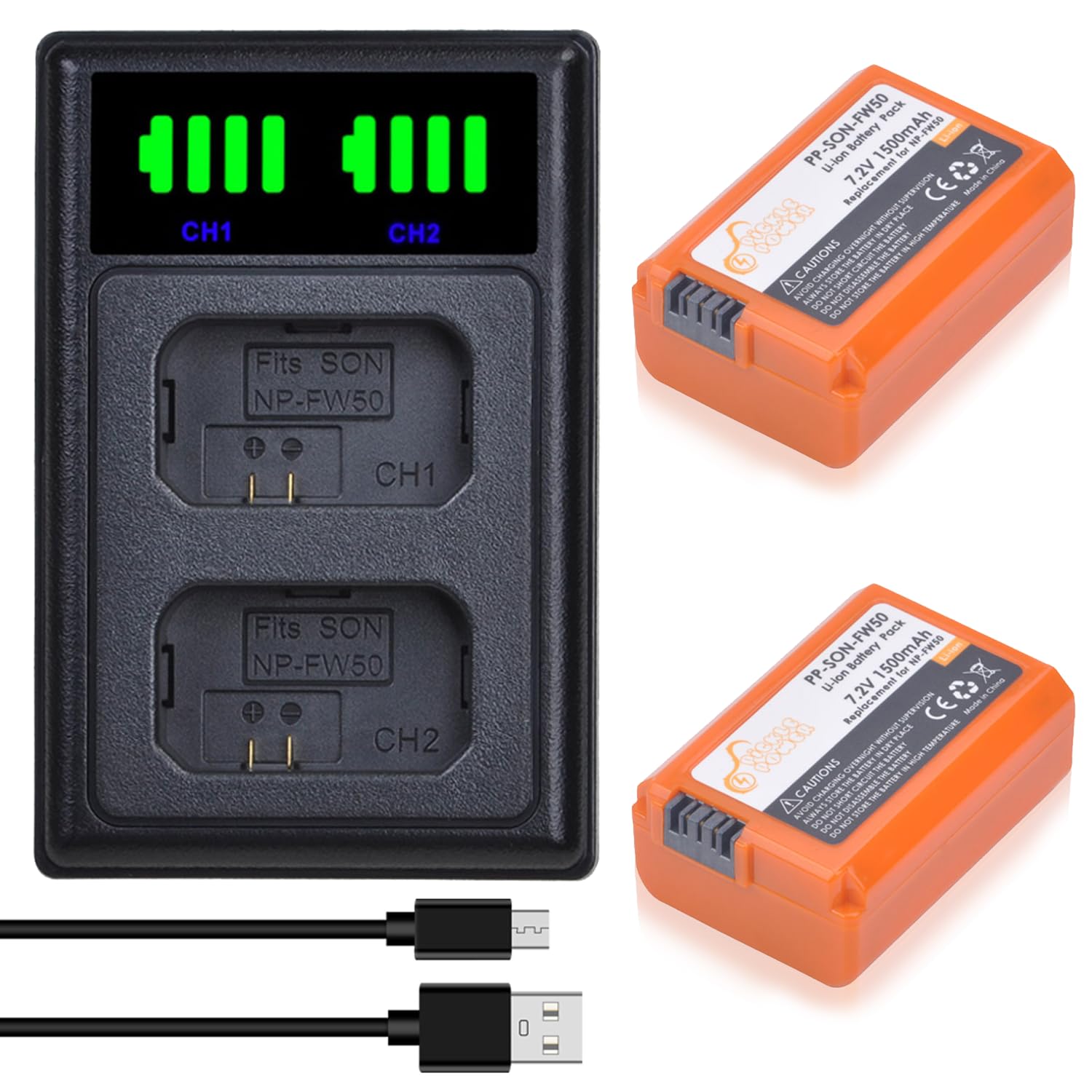 Pickle Power Np Fw50 Battery And Led Display Charger For Sony A6500 A6400 A6300 A6000 A5000, A7 A7Ii A7Rii A7Sii A7S A7S2 A7R A7
