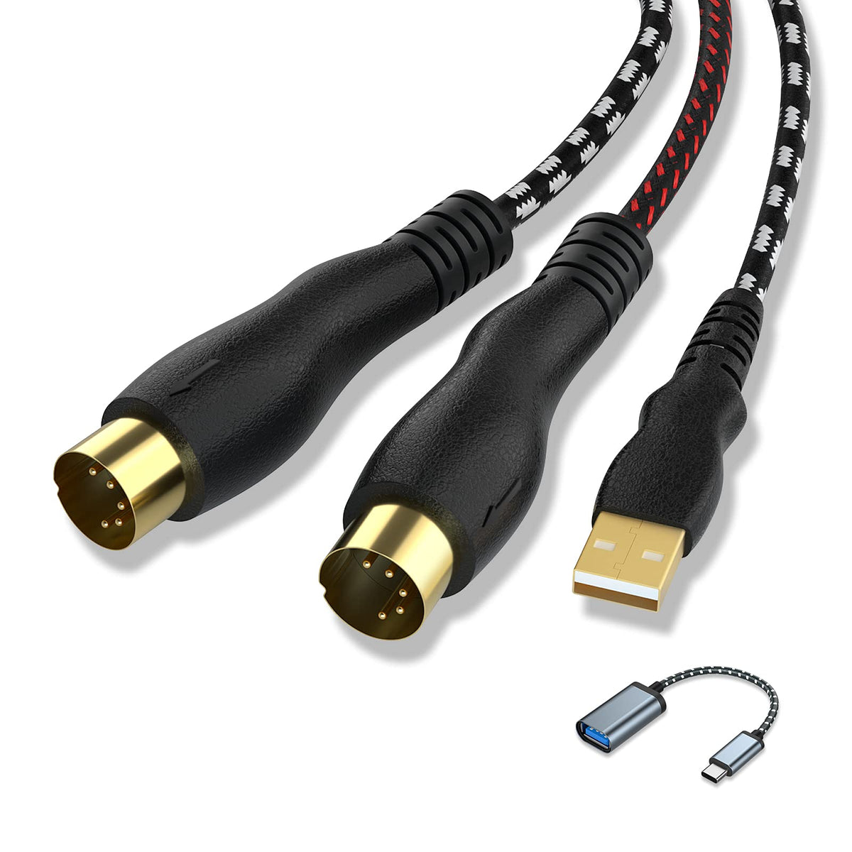 Nuosiya Usb To Midi Cable 6.5Ft, Usb Midi Interface Adapter,Midi To Usb Cable Converter For Music Keyboard Piano To Pc Mac Lapto
