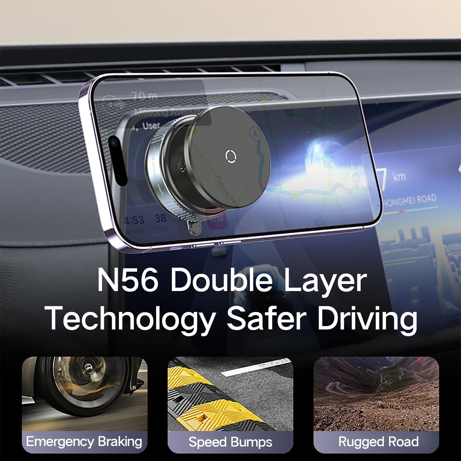 Ultra Vacuum Magnetic Suction Car Phone Holder, 360 Rotatable Car Phone Mount, Suction Cup Car Phone Mount For Iphone 16/15/14/1