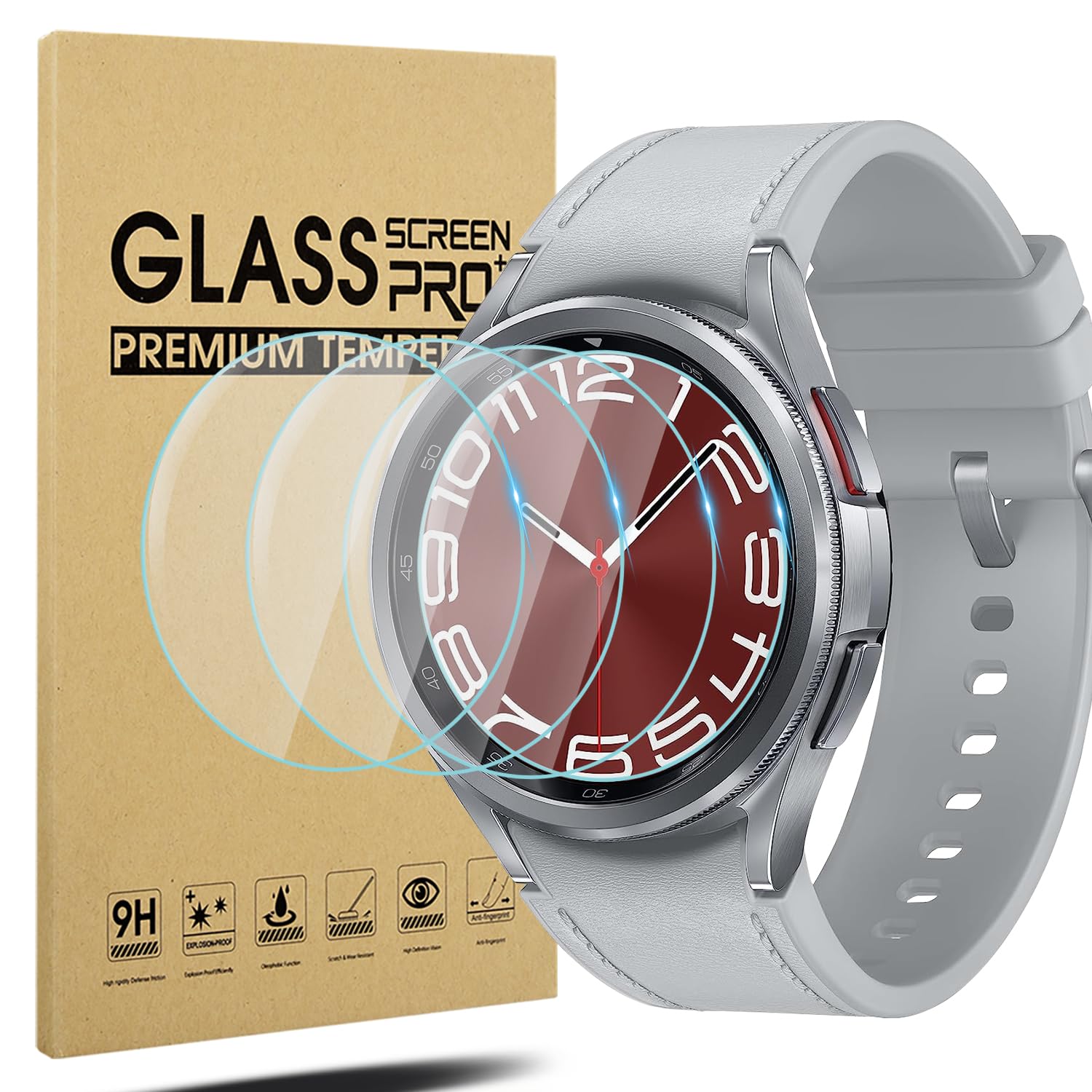 Suoman 4 Pack For Samsung Galaxy Watch 6 Classic 43Mm Screen Protector Tempered Glass, [Anti Scratch] 2.5D 9H Ultra Thin Tempere