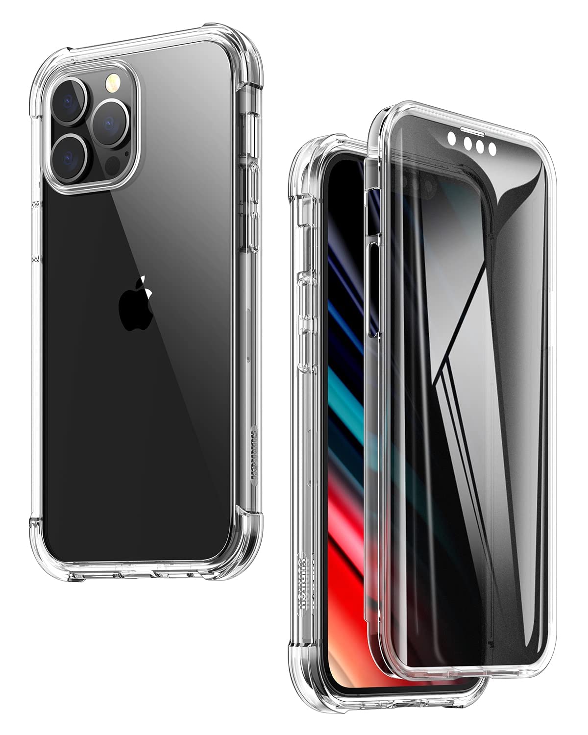Suritch Compatible With Iphone 13 Pro Max Clear Case,[Privacy Screen Protector] Anti Spy Film Full Body Protection Shockproof Bu