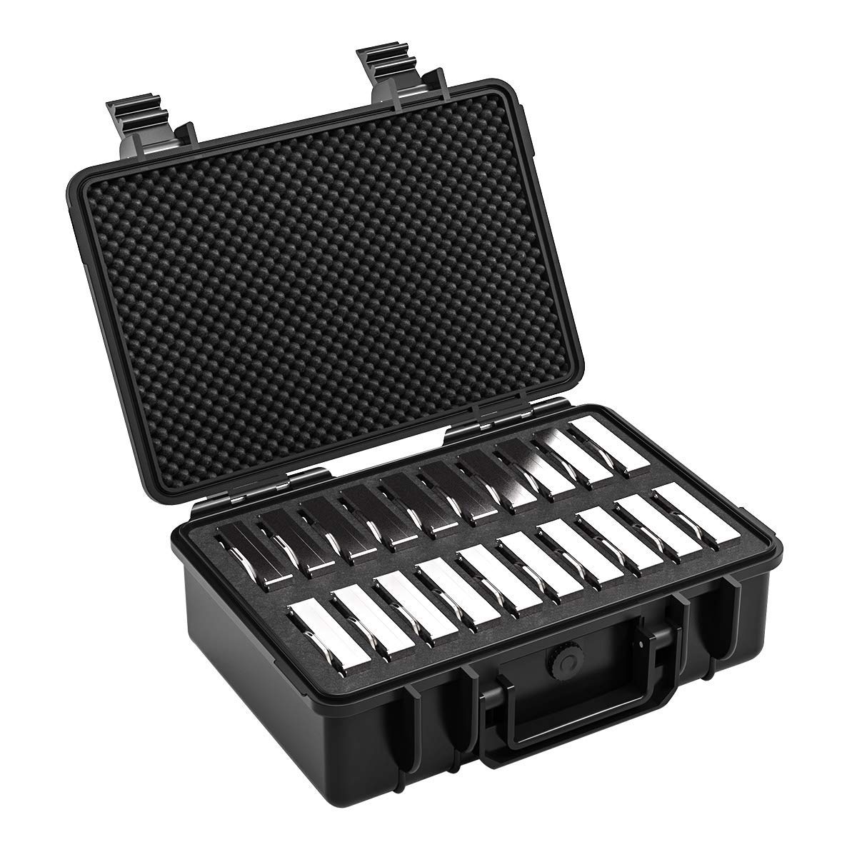 ORICO Hard Drive Case 3.5inch 20 Bay Multi Protection HDD Storage Box Suitcase with Foam External Hard Drive Carrying Case Anti Static Shock Moisture Proof for WD/Seagate/Toshiba PSC L20