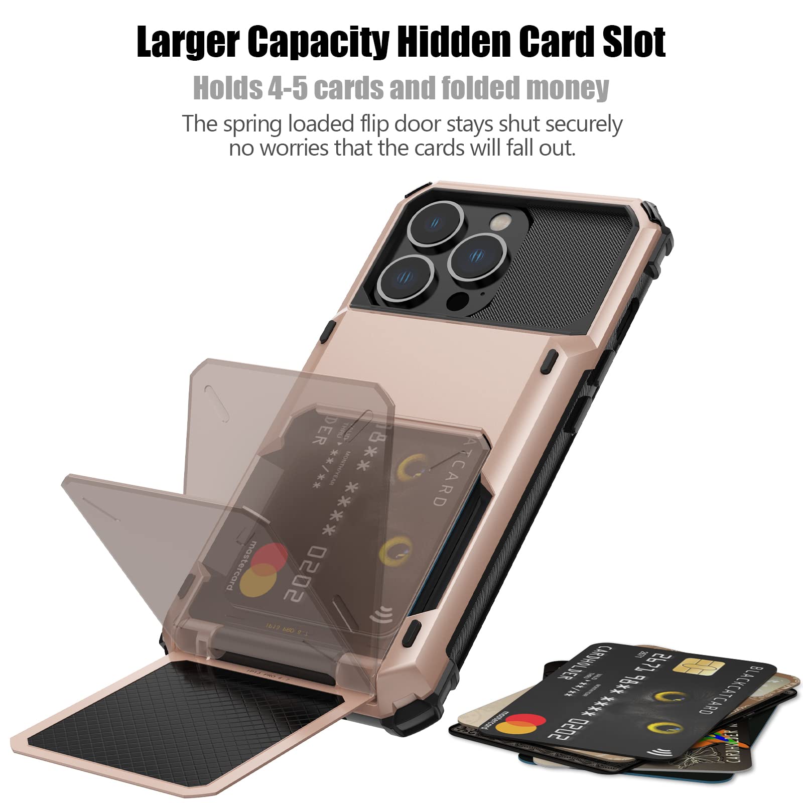 Nvollnoe For Iphone 13 Pro Case With Card Holder[Store 5 Cards] Dual Layer Heavy Duty Shockproof Iphone 13 Pro Wallet Case With