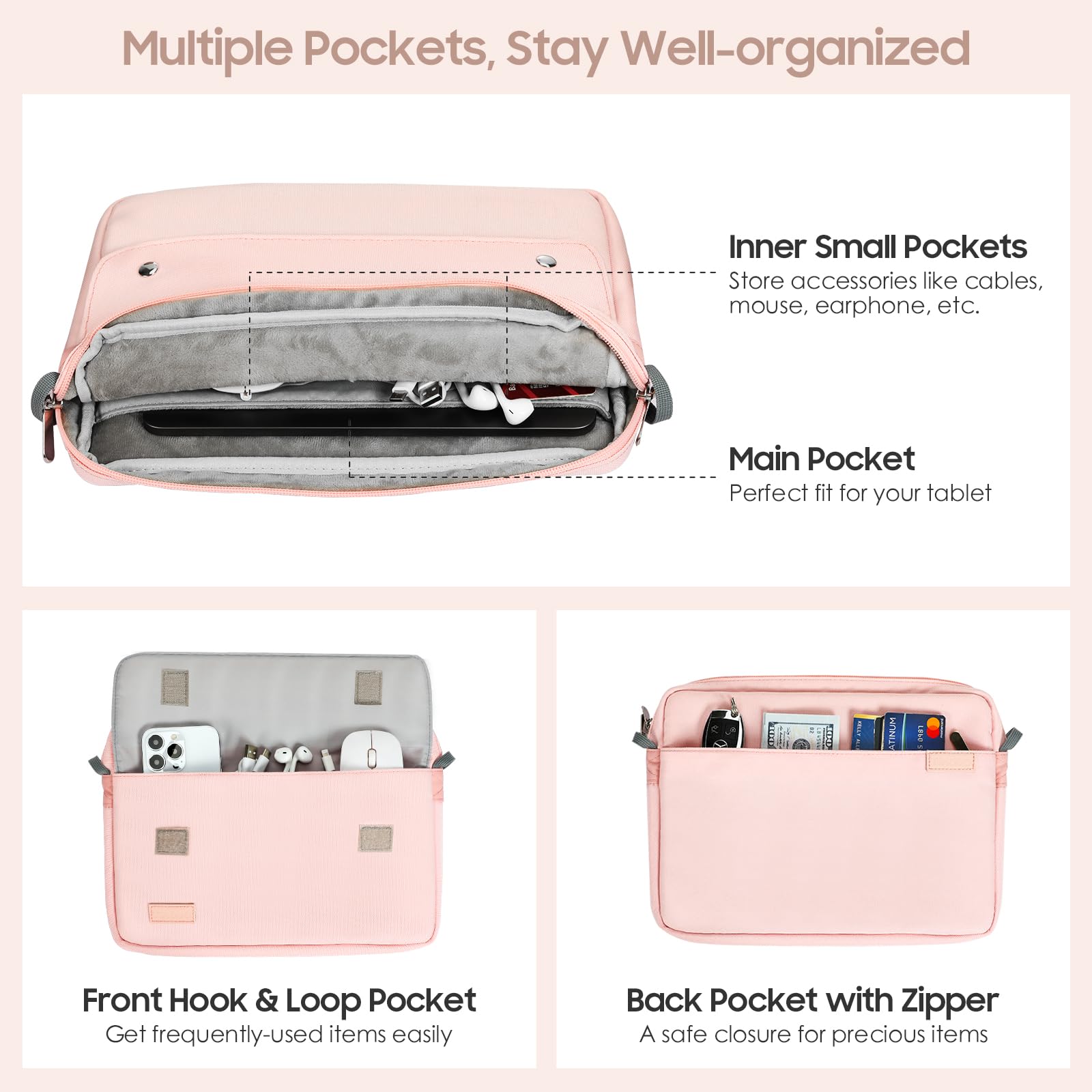 Timovo 9 11 Inch Tablet Sleeve Bag With Shoulder Strap Fits Ipad Air 11 Inch 2024,Ipad Pro 11 Inch 2024,Ipad 10.2 2021 2019,Ipad