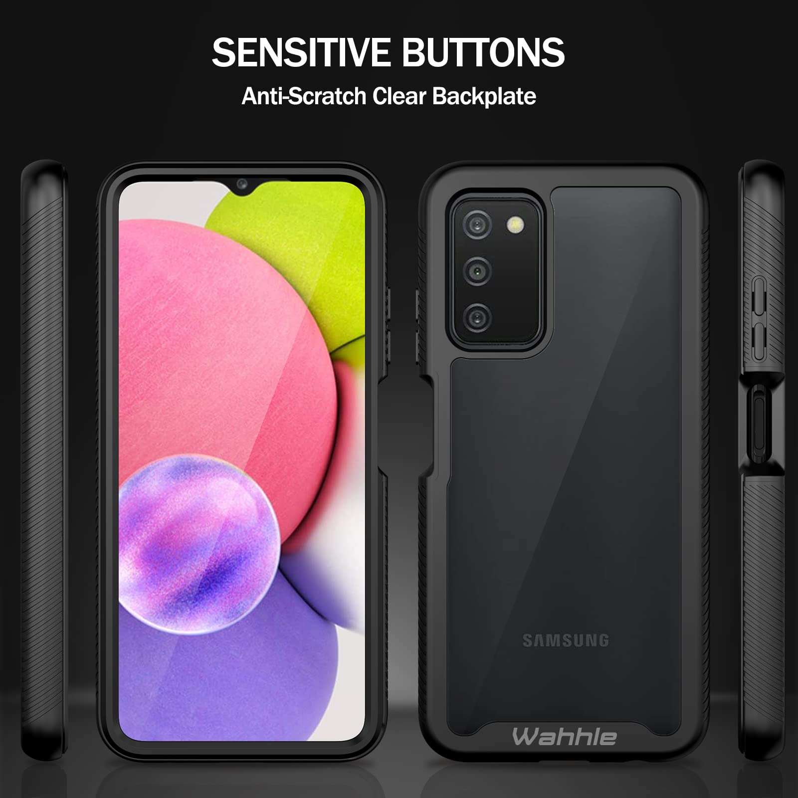 Wahhle Compatible With Samsung Galaxy A03S Case, Built In Screen Protector Full Body Shockproof Slim Fit Bumper Protective Phone