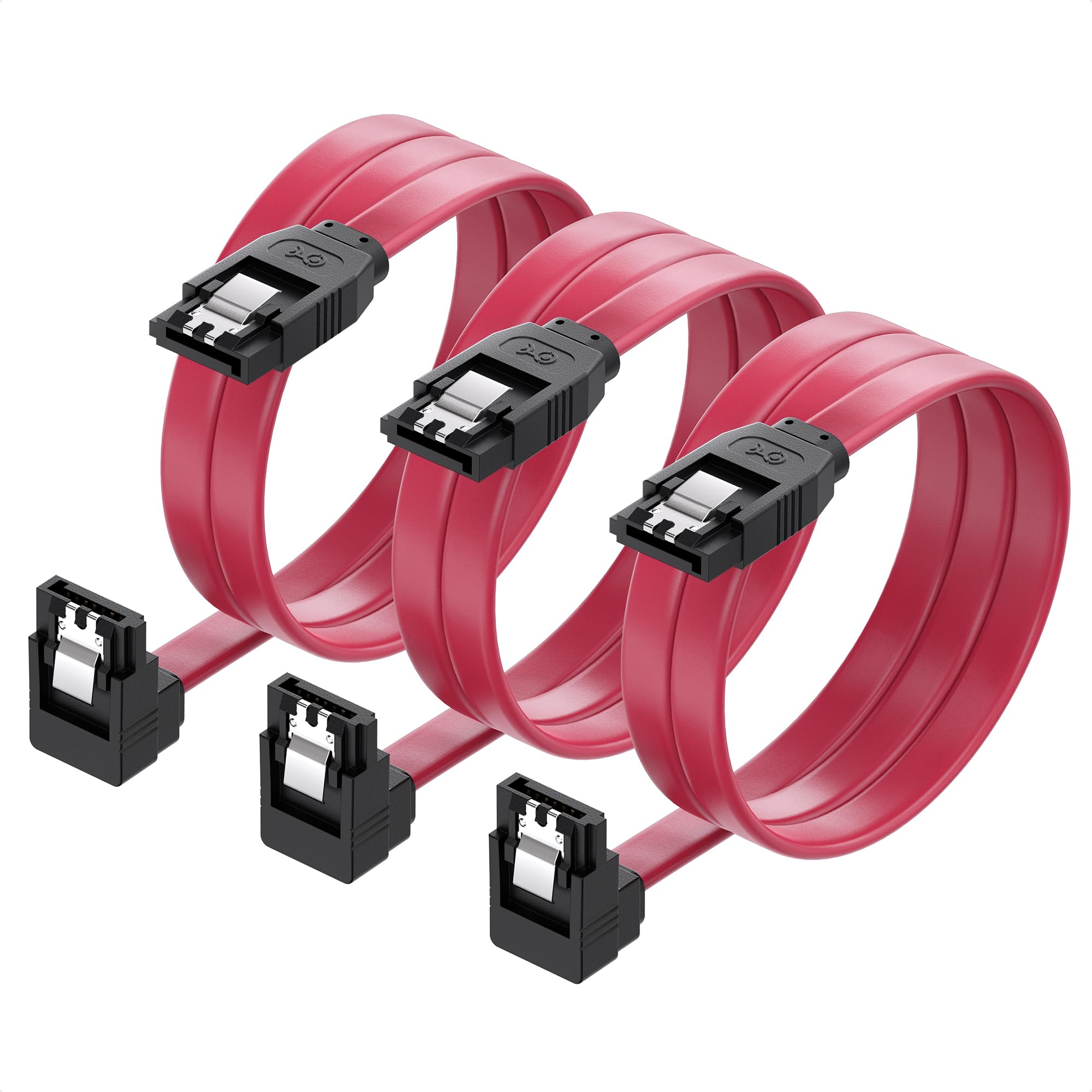 Cable Matters 3 Pack 90 Degree Right Angle Sata Cable 24 Inches (6.0 Gbps Sata Iii Cable, Sata Cable For Ssd, Sata Ssd Cable, Sa