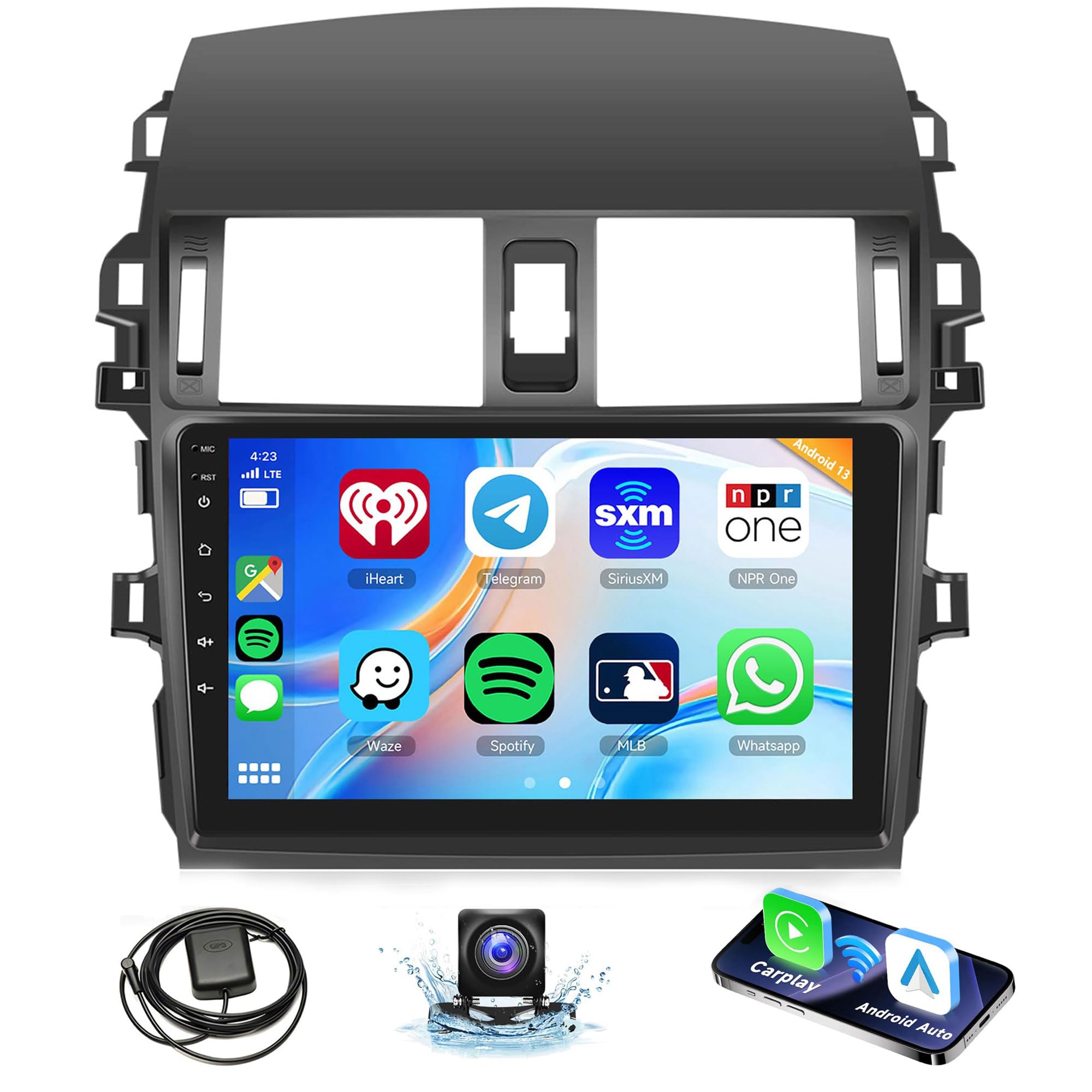Radio For Toyota Corolla 2009 2013 Android 13 Car Stereo Wireless Carplay, Rimoody 9 Inch Touch Screen For Corolla Android Auto 